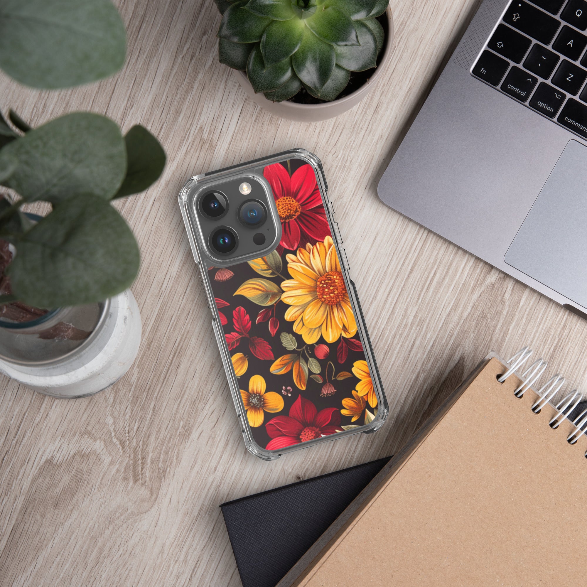 Twilight Flowerfield Clear Case for iPhone 15 Pro - Durable & Stylish Protective Phone Cover