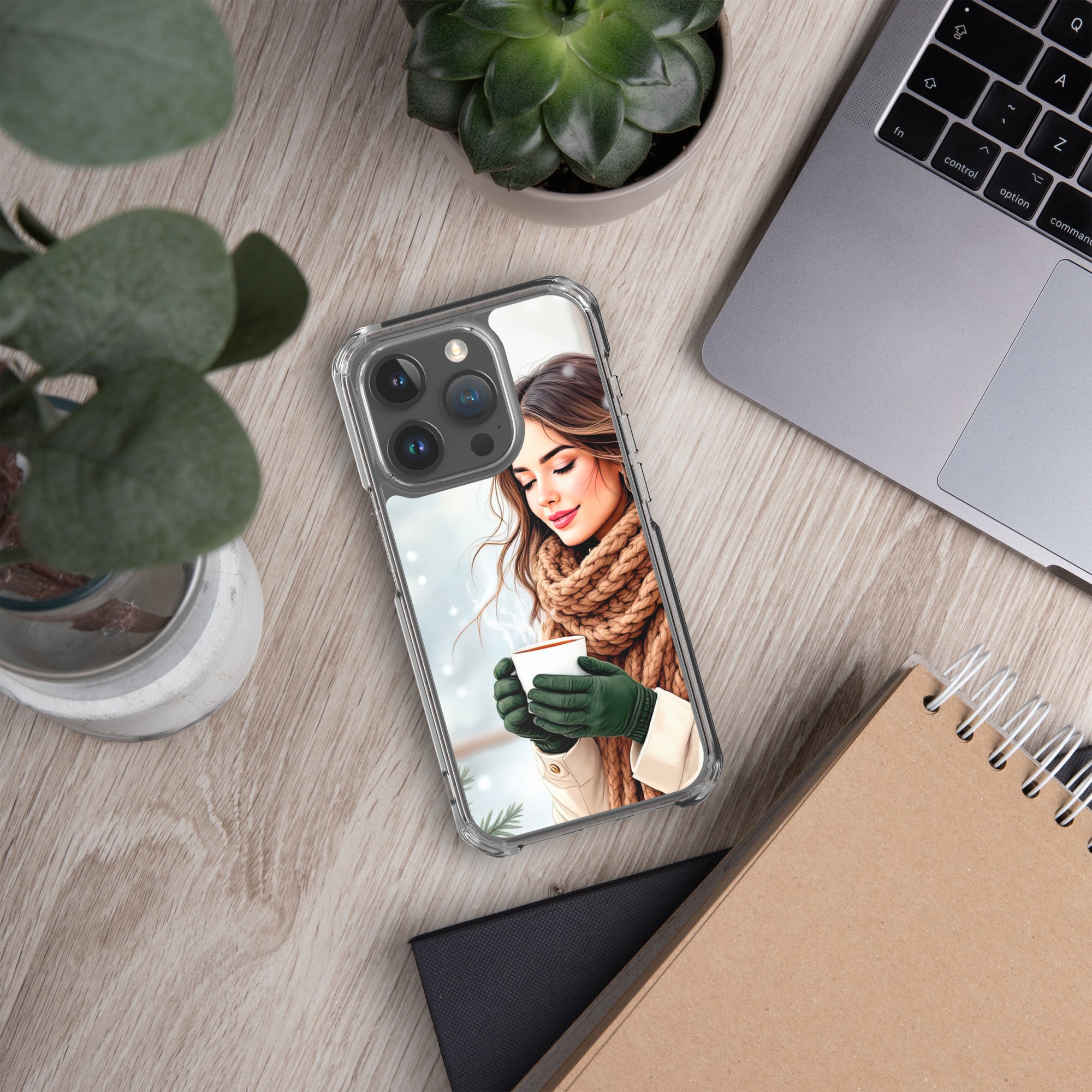 Cozy Winter Moments Clear Case for iPhone 15 Pro - Aesthetic Winter Girl Protective Cover