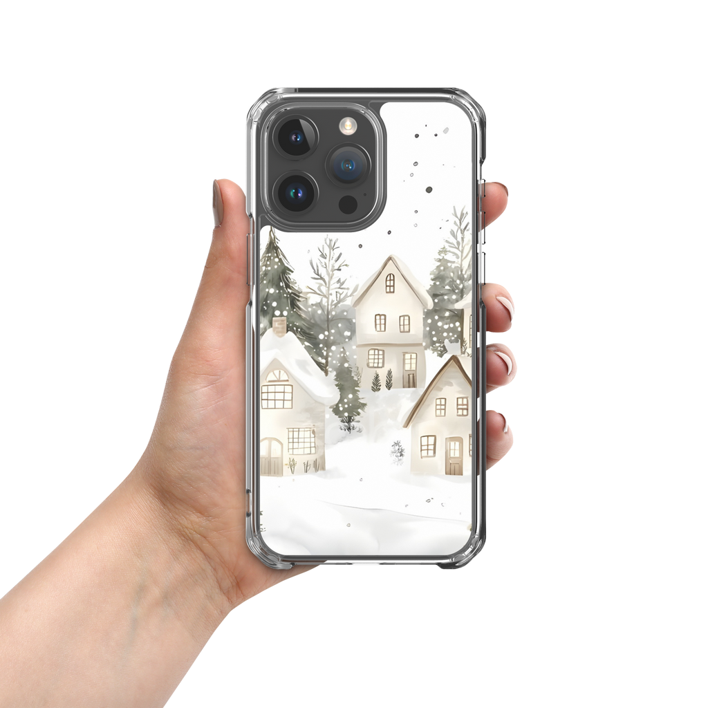 Winter Snow Village Clear Case for iPhone 15 Pro Max