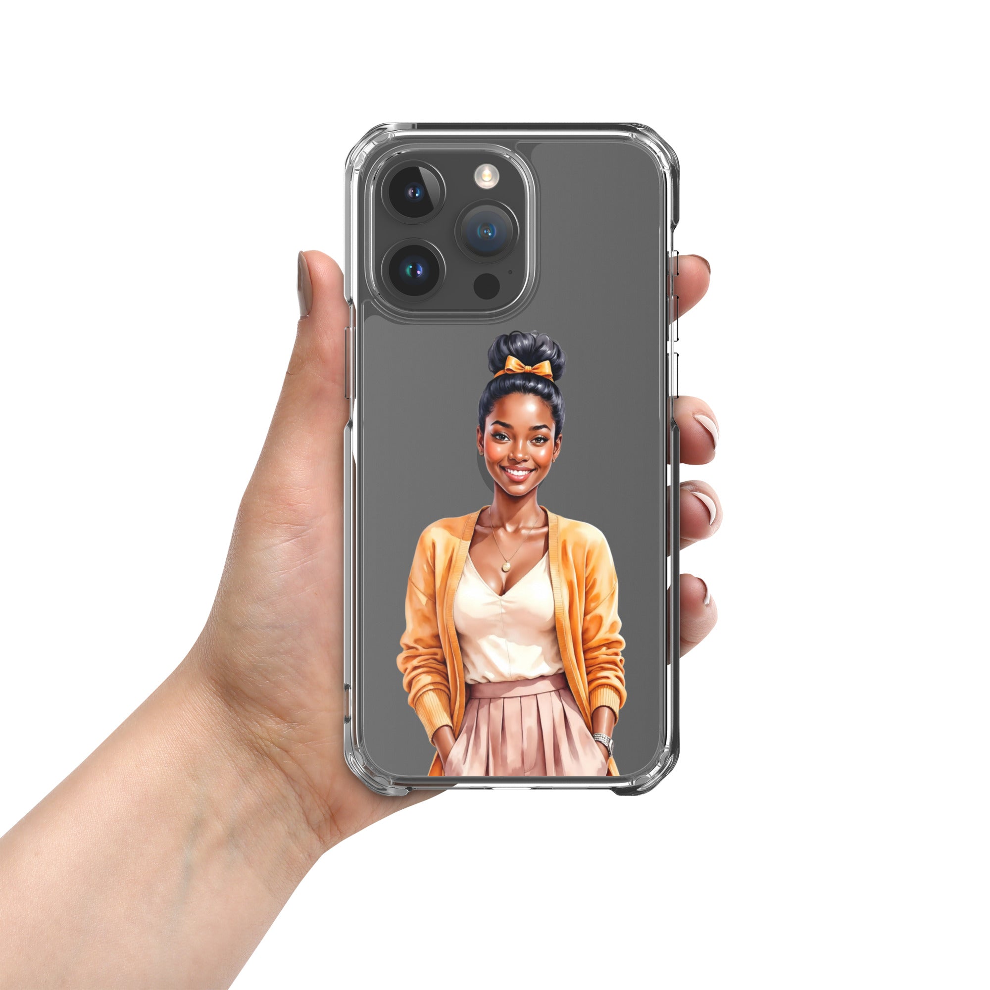 Golden Autumn Glow Girl Clear Case for iPhone 15 Pro Max