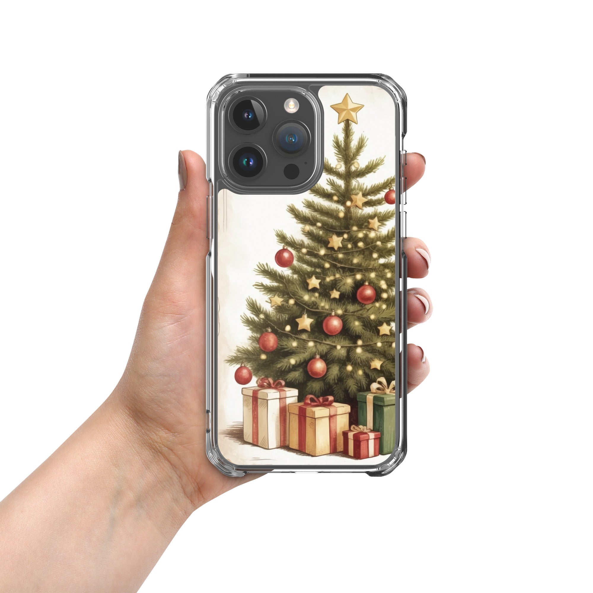 Vintage Christmas Tree Clear Case for iPhone 15 Pro Max