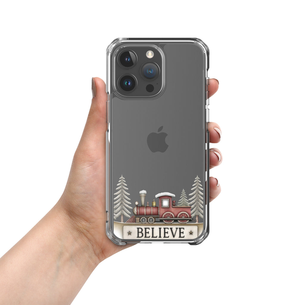Christmas Believe Train Clear Case for iPhone 15 Pro Max