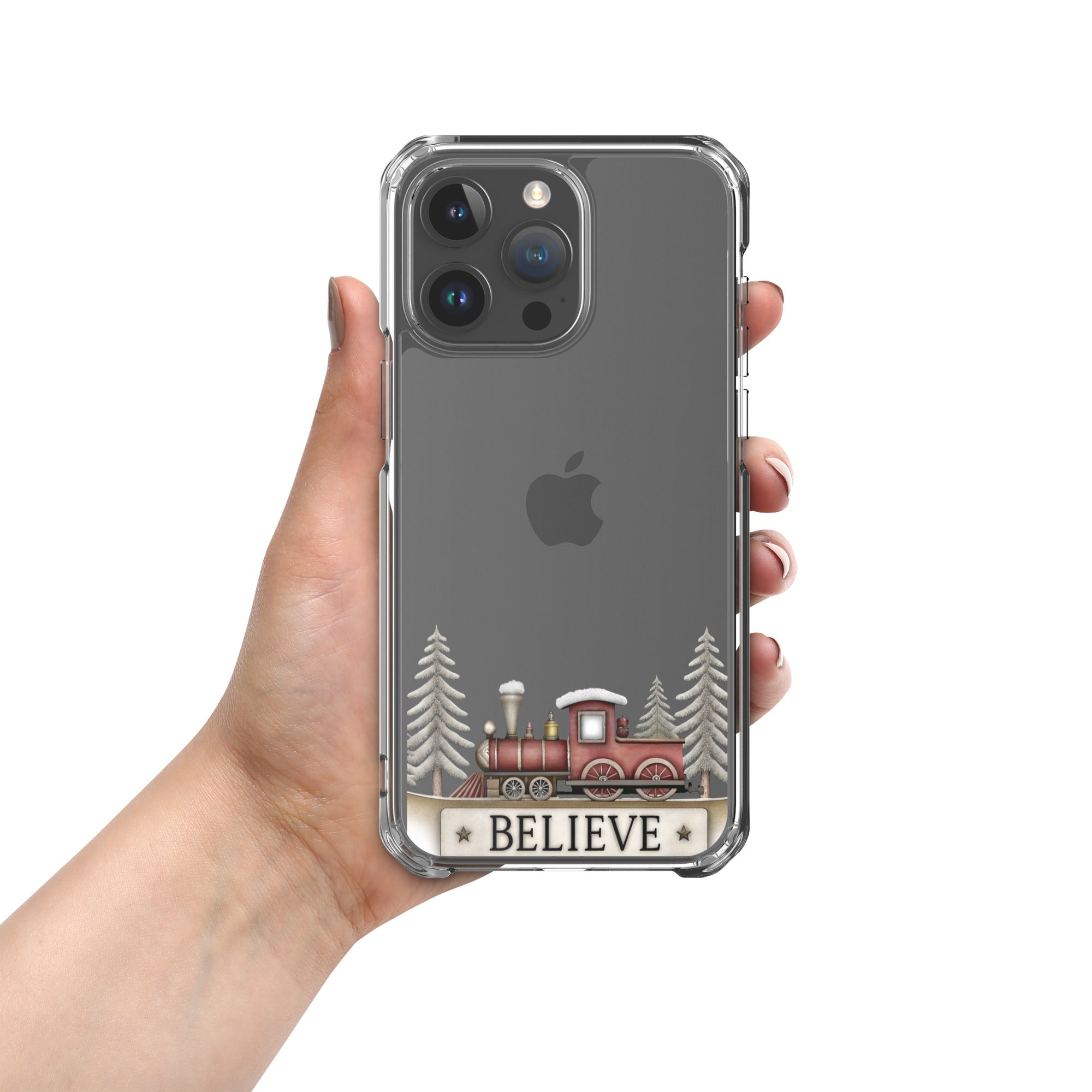 Christmas Believe Train Clear Case for iPhone 15 Pro Max