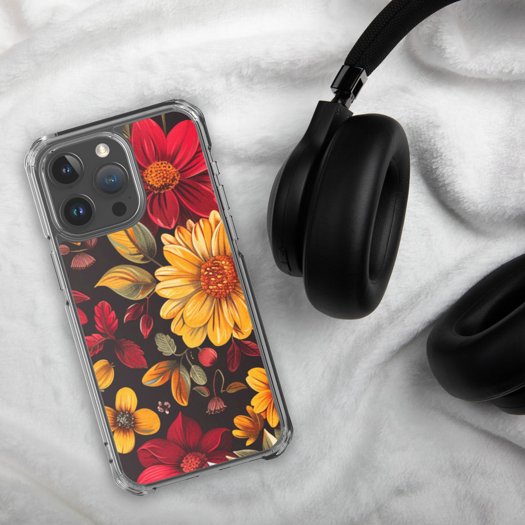 Twilight Flowerfield Clear Case for iPhone 15 Pro Max - Durable & Stylish Protective Phone Cover