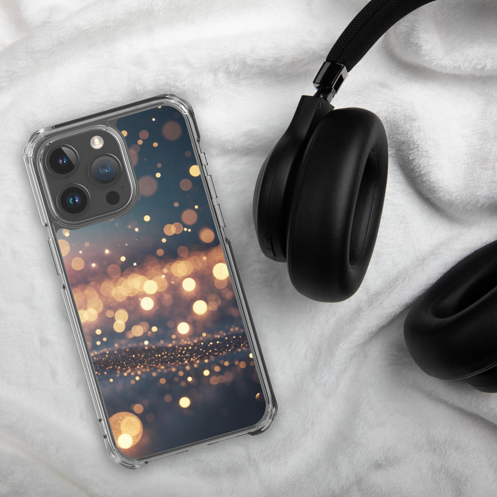 Golden Sparkle Bokeh Clear Case for iPhone 15 Pro Max