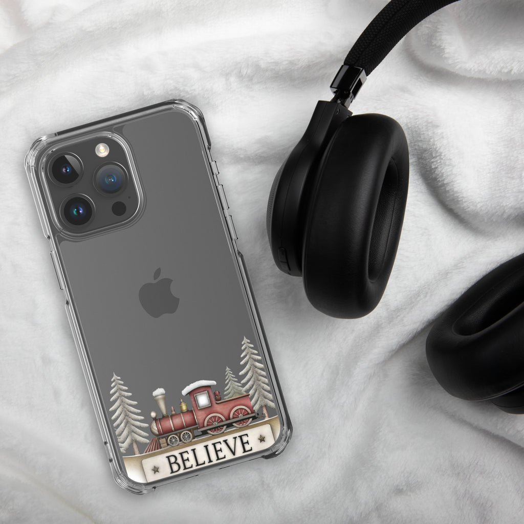 Christmas Believe Train Clear Case for iPhone 15 Pro Max