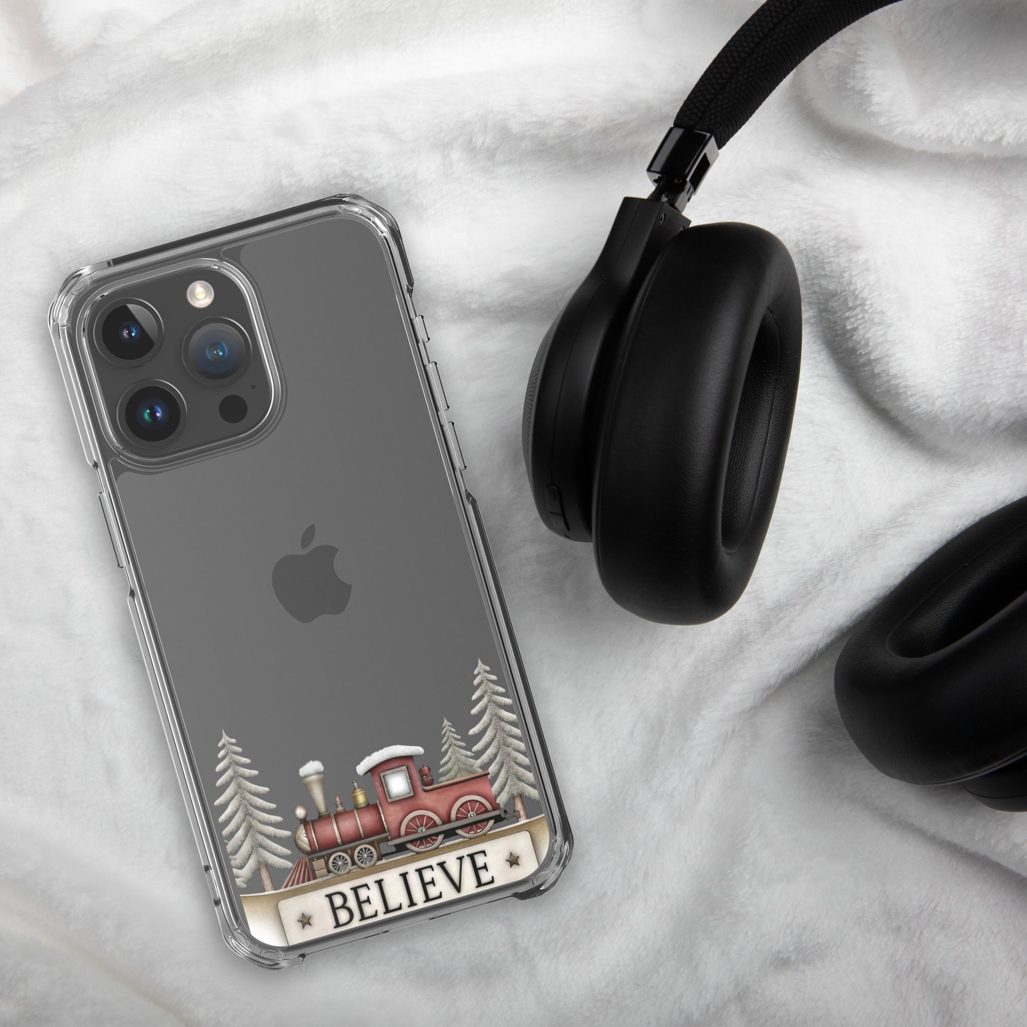 Christmas Believe Train Clear Case for iPhone 15 Pro Max