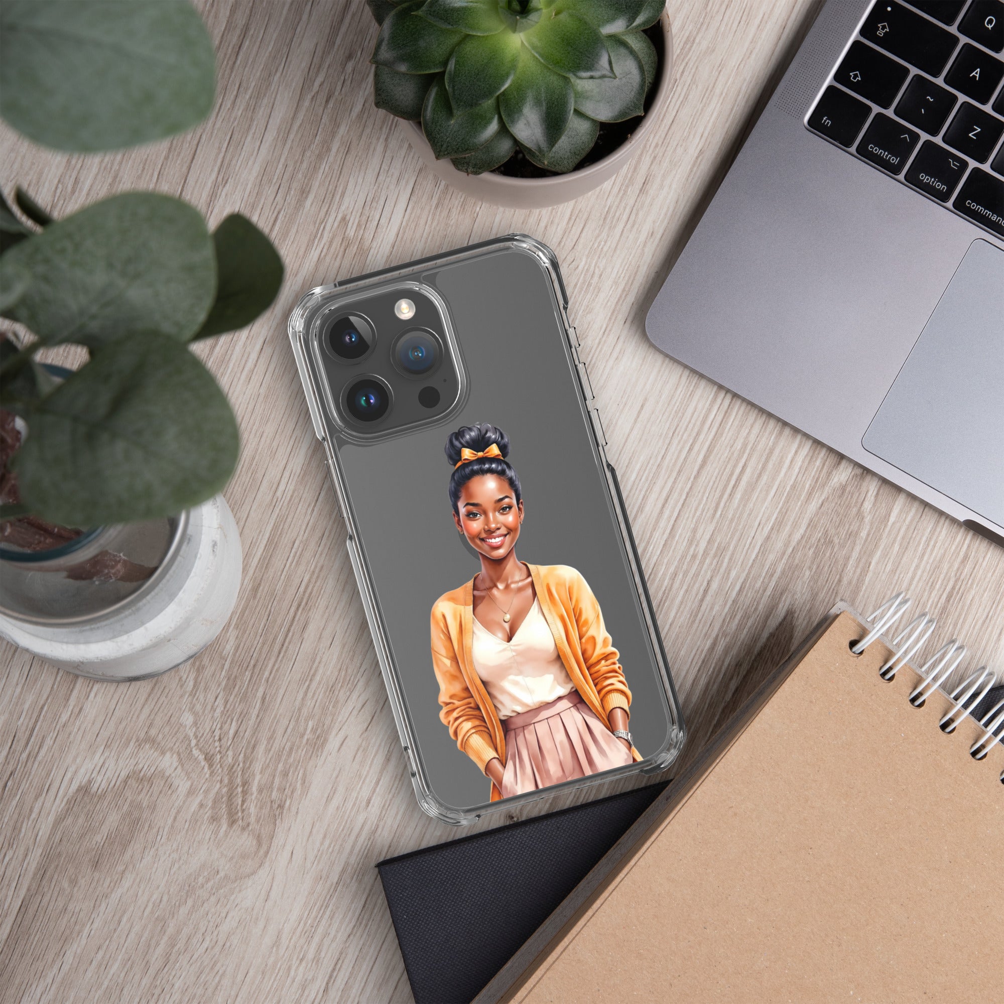 Golden Autumn Glow Girl Clear Case for iPhone 15 Pro Max