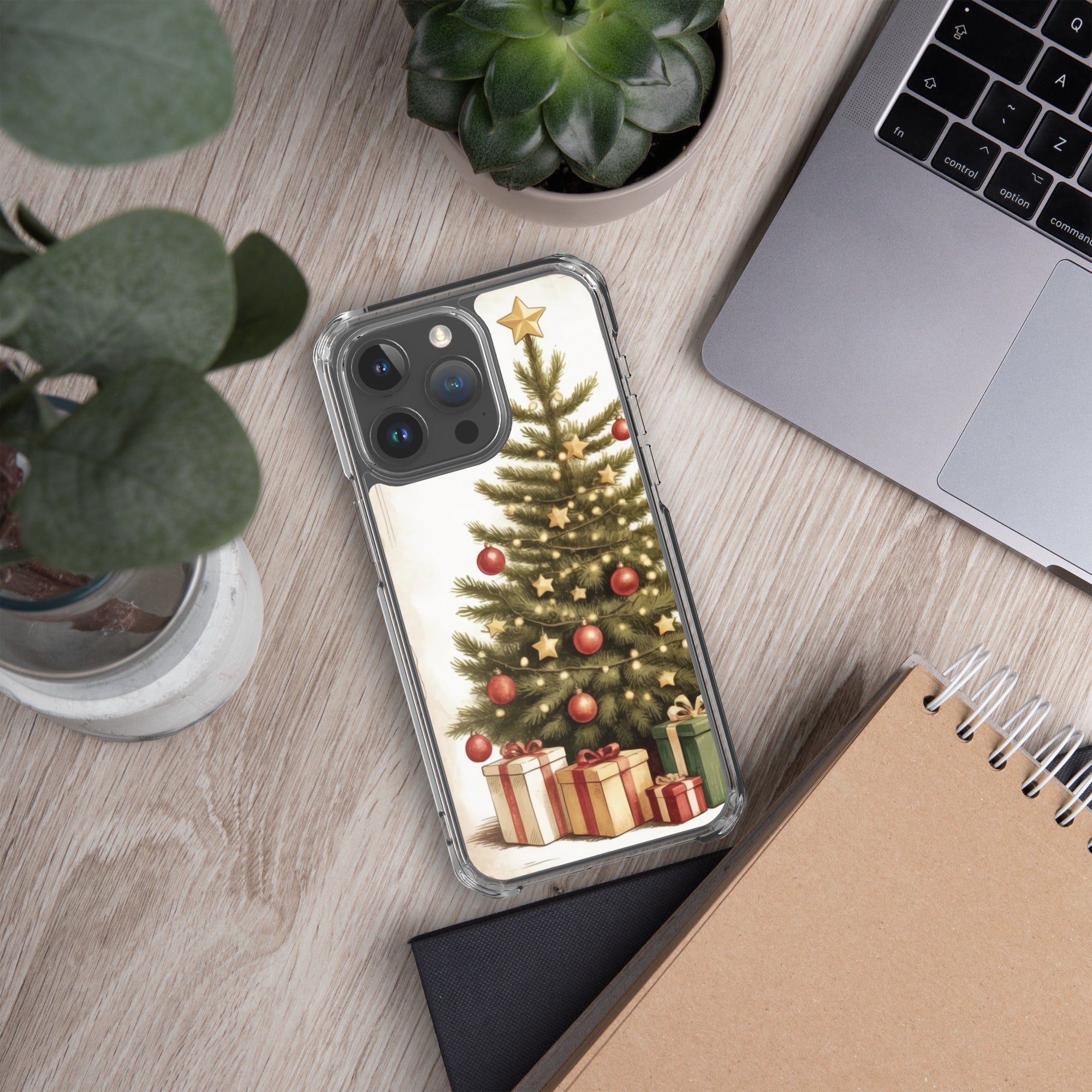 Vintage Christmas Tree Clear Case for iPhone 15 Pro Max