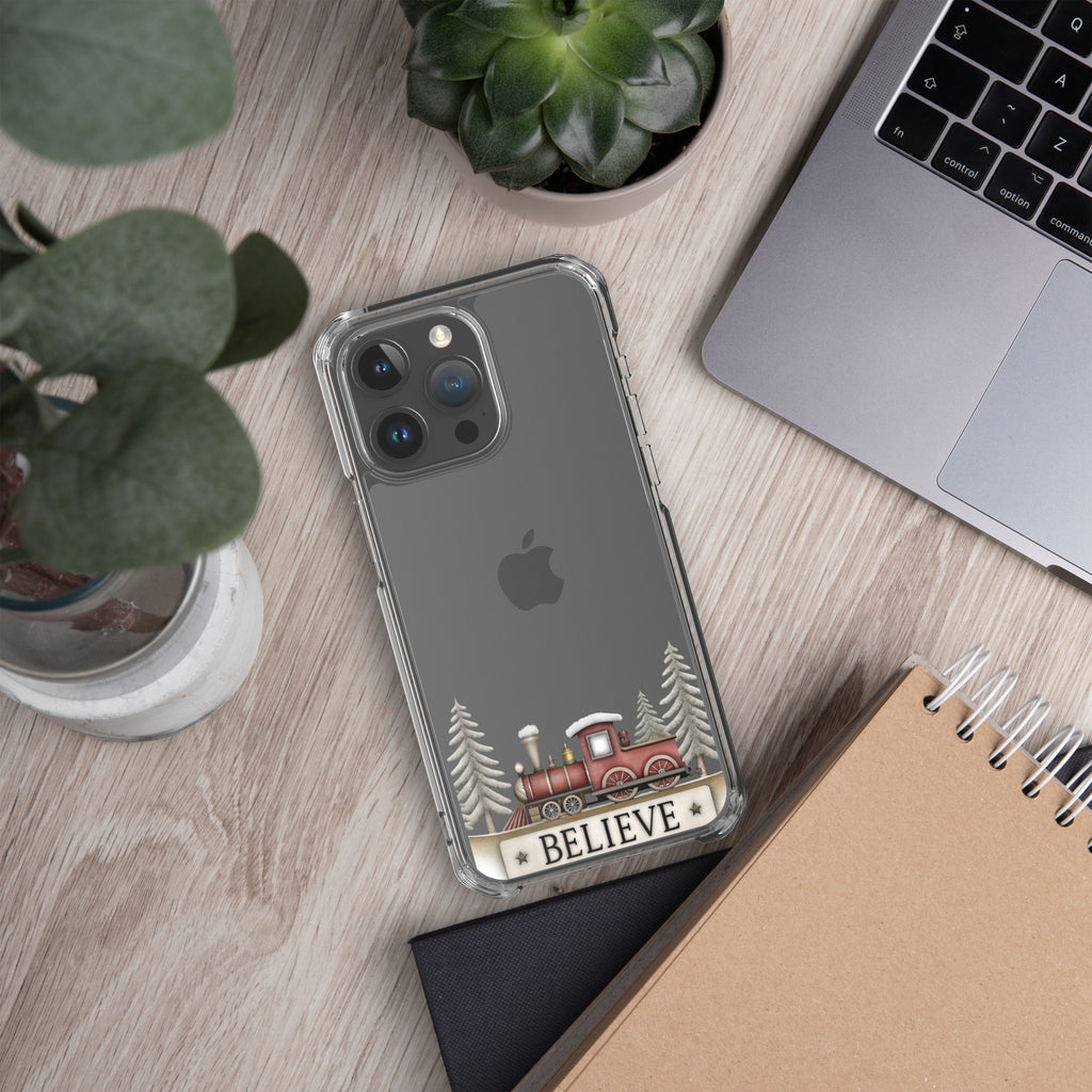 Christmas Believe Train Clear Case for iPhone 15 Pro Max