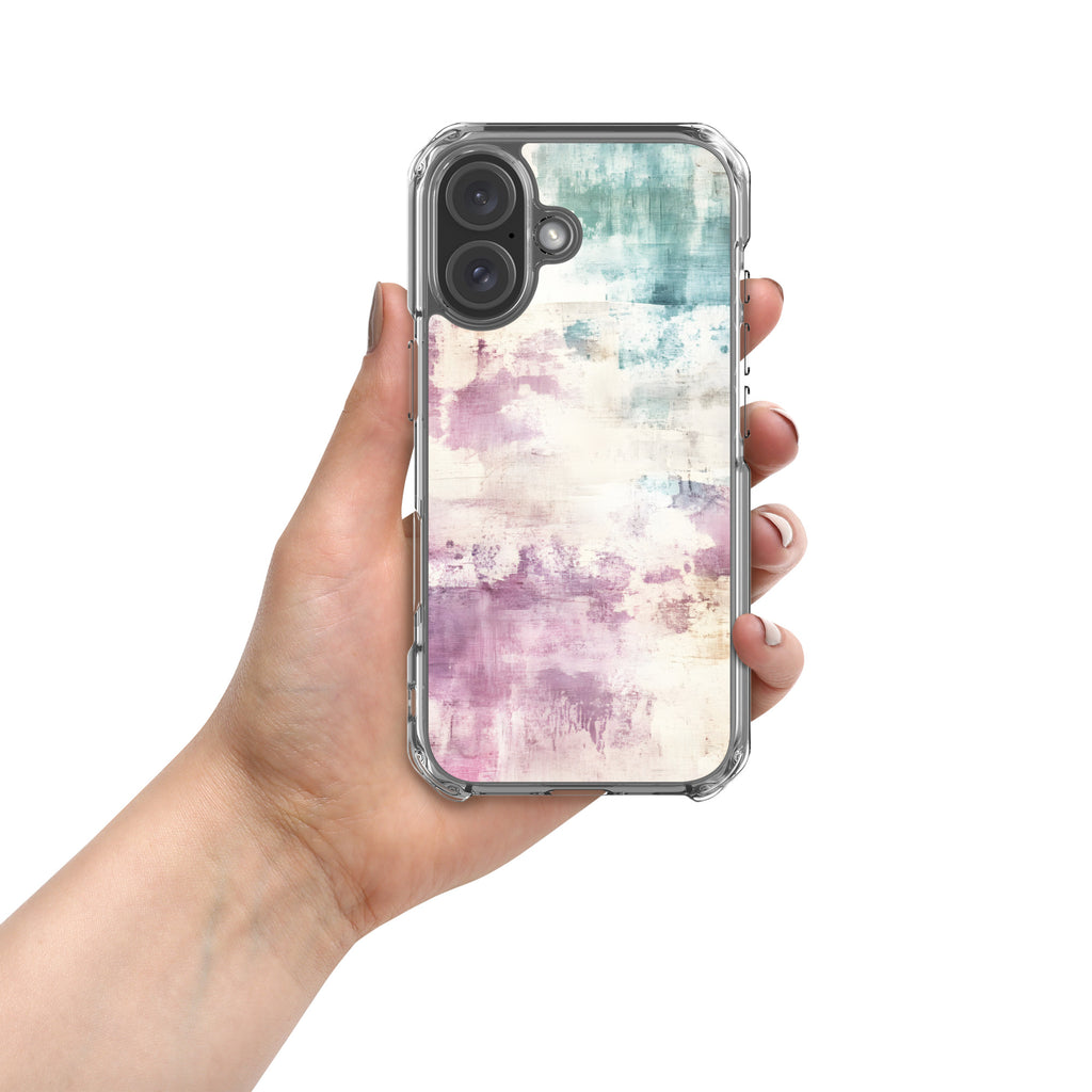 Pastel Abstract Brushstroke Clear Case for iPhone 16 - Artistic Pastel Pattern Protective Cover