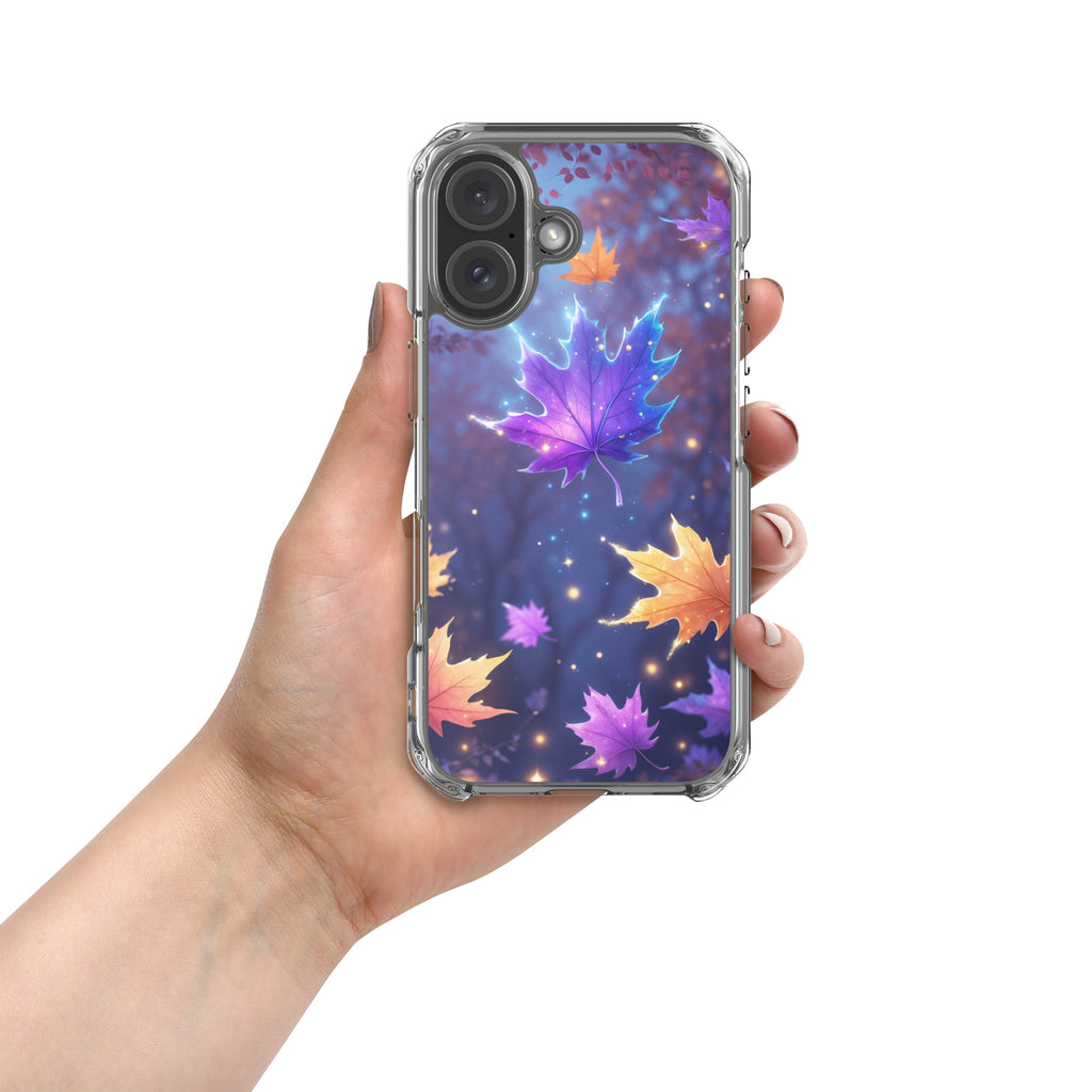 Enchanted Autumn Leaves Clear Case for iPhone 16 - Fantasy Fall Maple Leaf Protective Cover