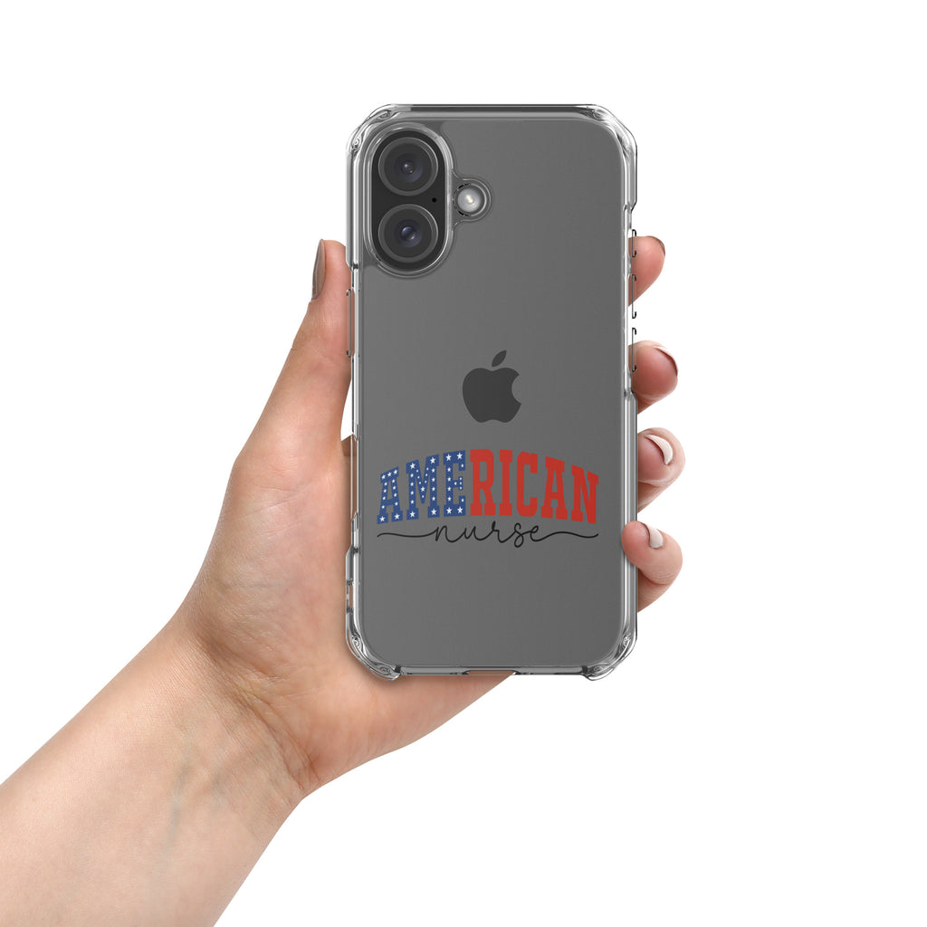 American Nurse Clear Case for iPhone 16 - Patriotic Red, White & Blue Nursing Pride Cover