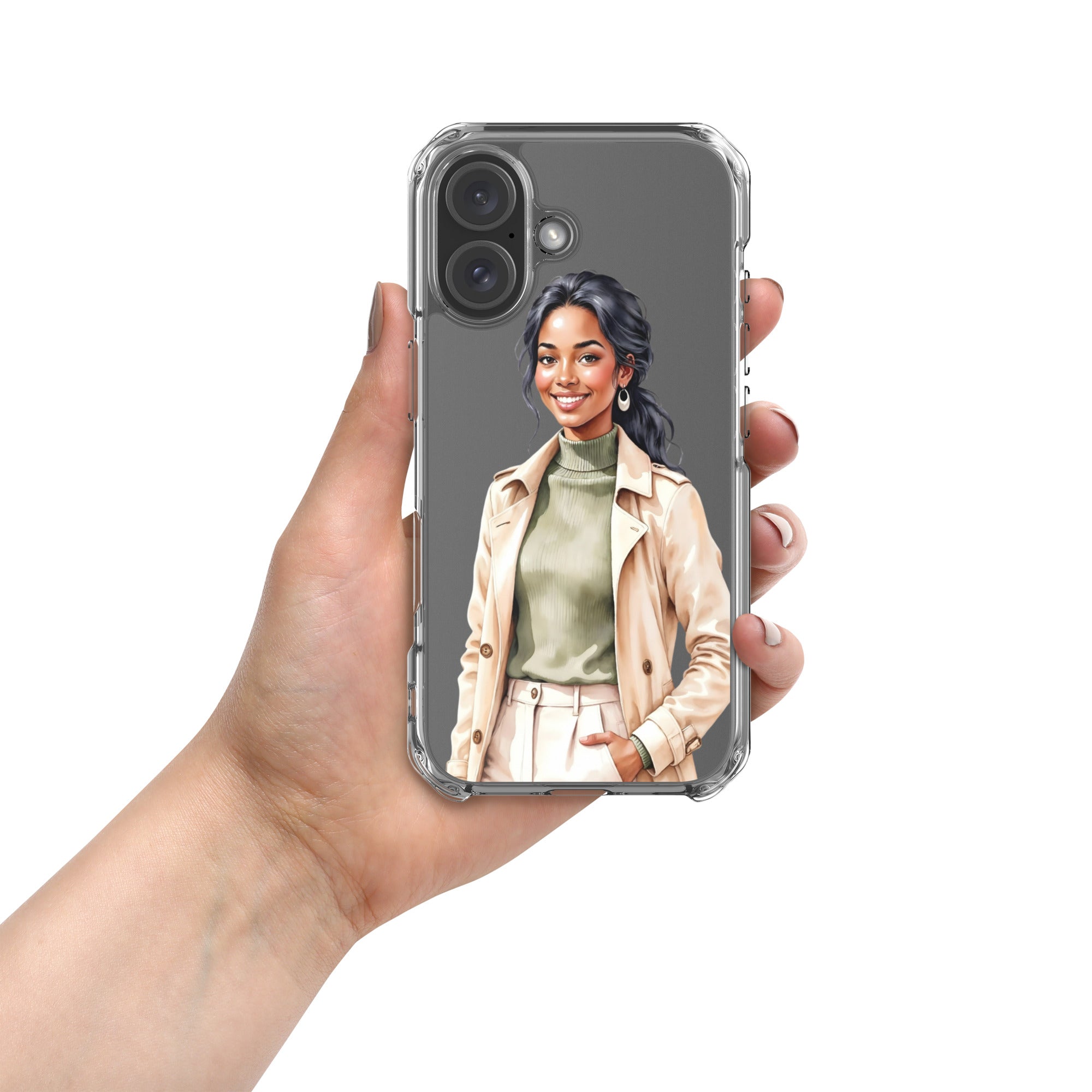 Chic Autumn Style Clear Case for iPhone 16 - Fashion Illustration Protective Cover