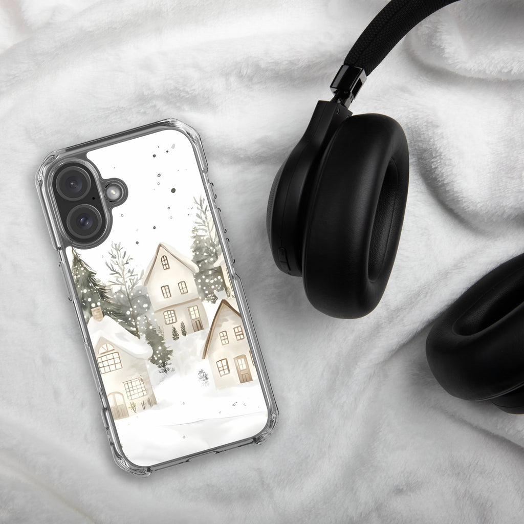 Winter Snow Village Clear Case for iPhone 16 - Durable & Stylish Protective Phone Cover