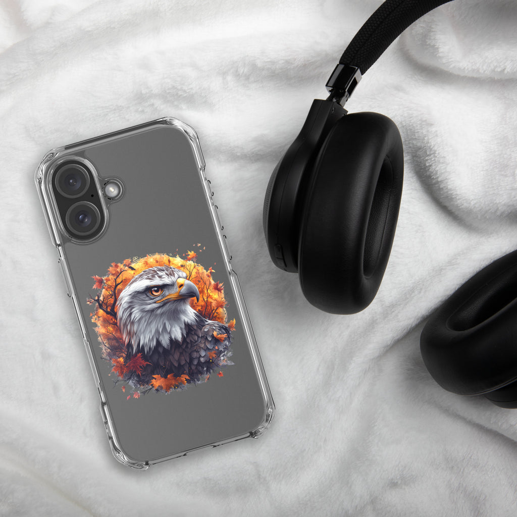 Autumn Eagle Spirit Clear Case for iPhone 16 - Bald Eagle Fall Aesthetic Protective Cover