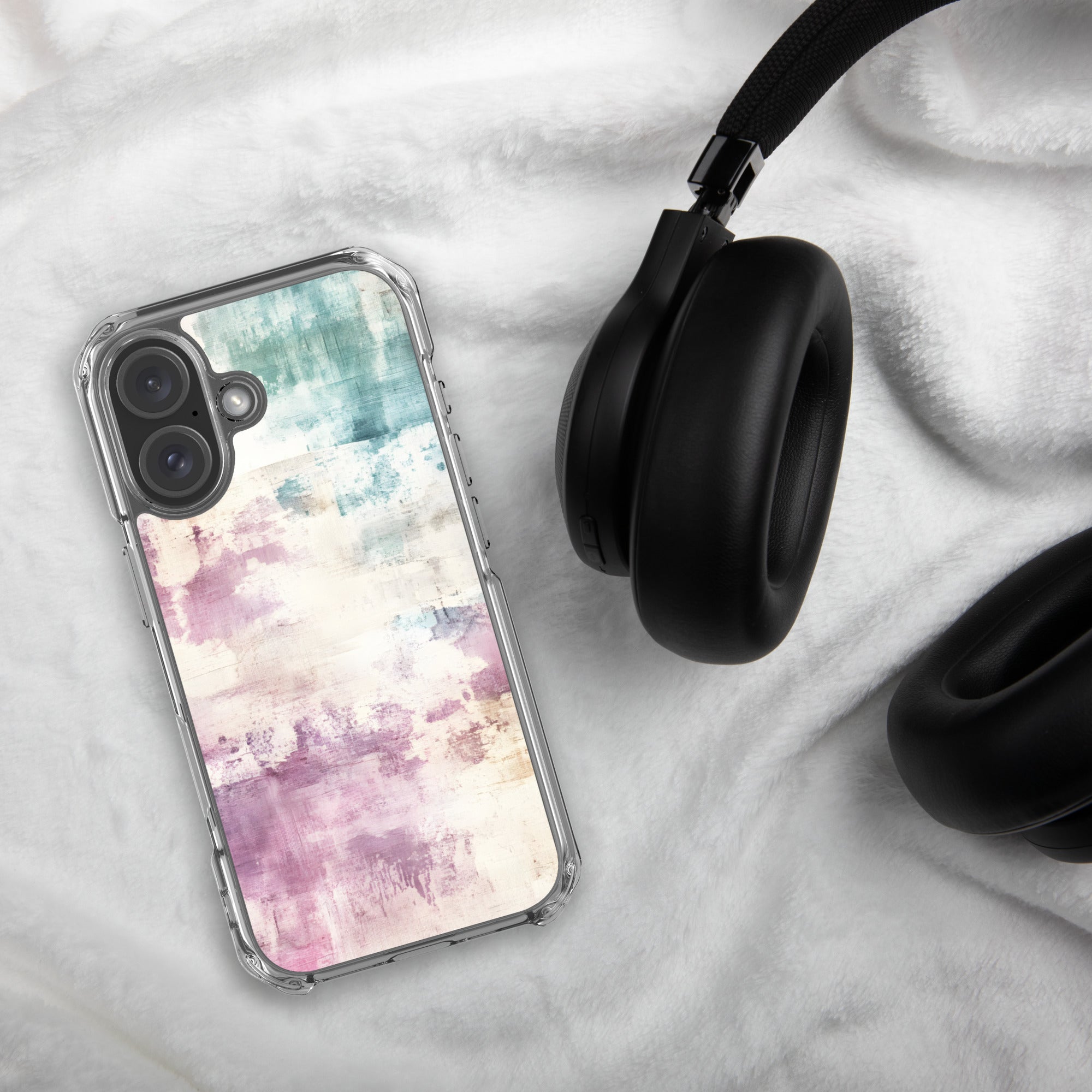 Pastel Abstract Brushstroke Clear Case for iPhone 16 - Artistic Pastel Pattern Protective Cover