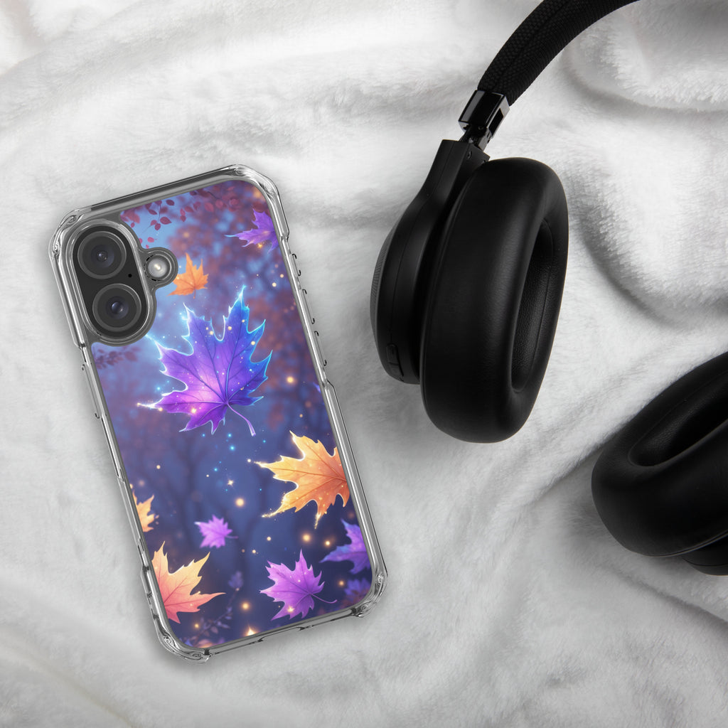 Enchanted Autumn Leaves Clear Case for iPhone 16 - Fantasy Fall Maple Leaf Protective Cover