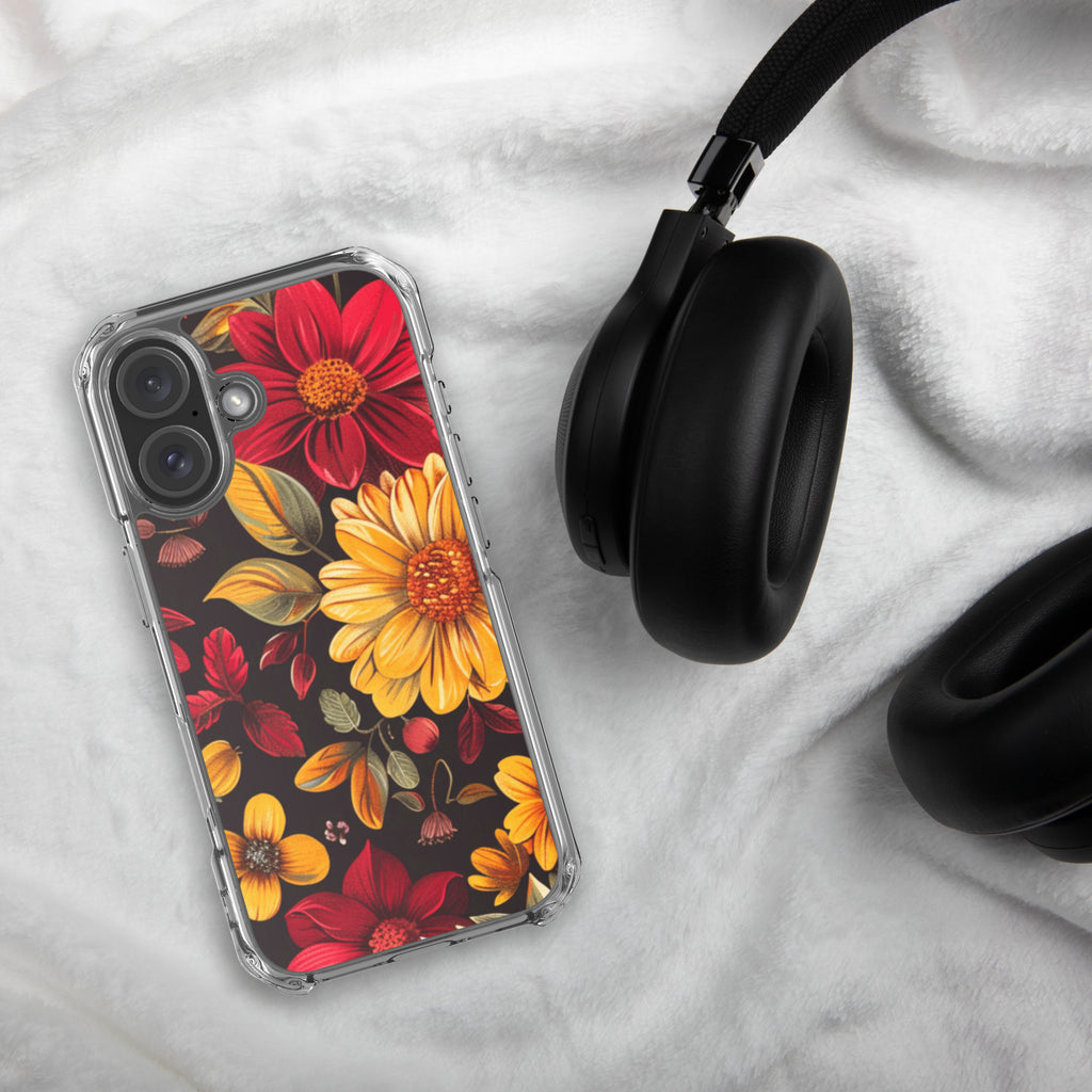 Twilight Flowerfield Clear Case for iPhone 16 - Durable & Stylish Protective Phone Cover