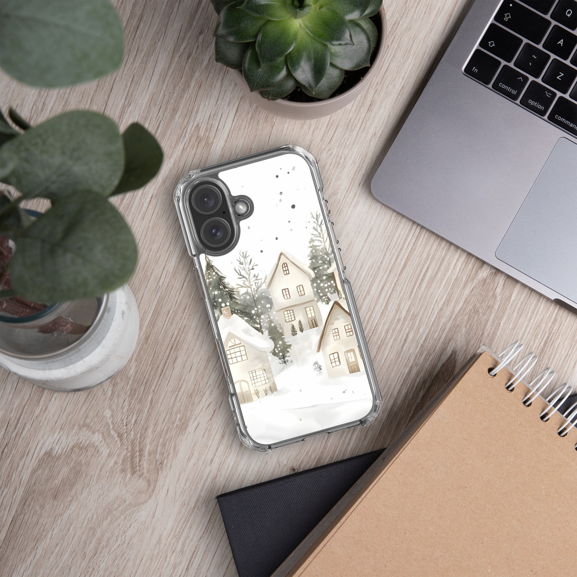 Winter Snow Village Clear Case for iPhone 16 - Durable & Stylish Protective Phone Cover