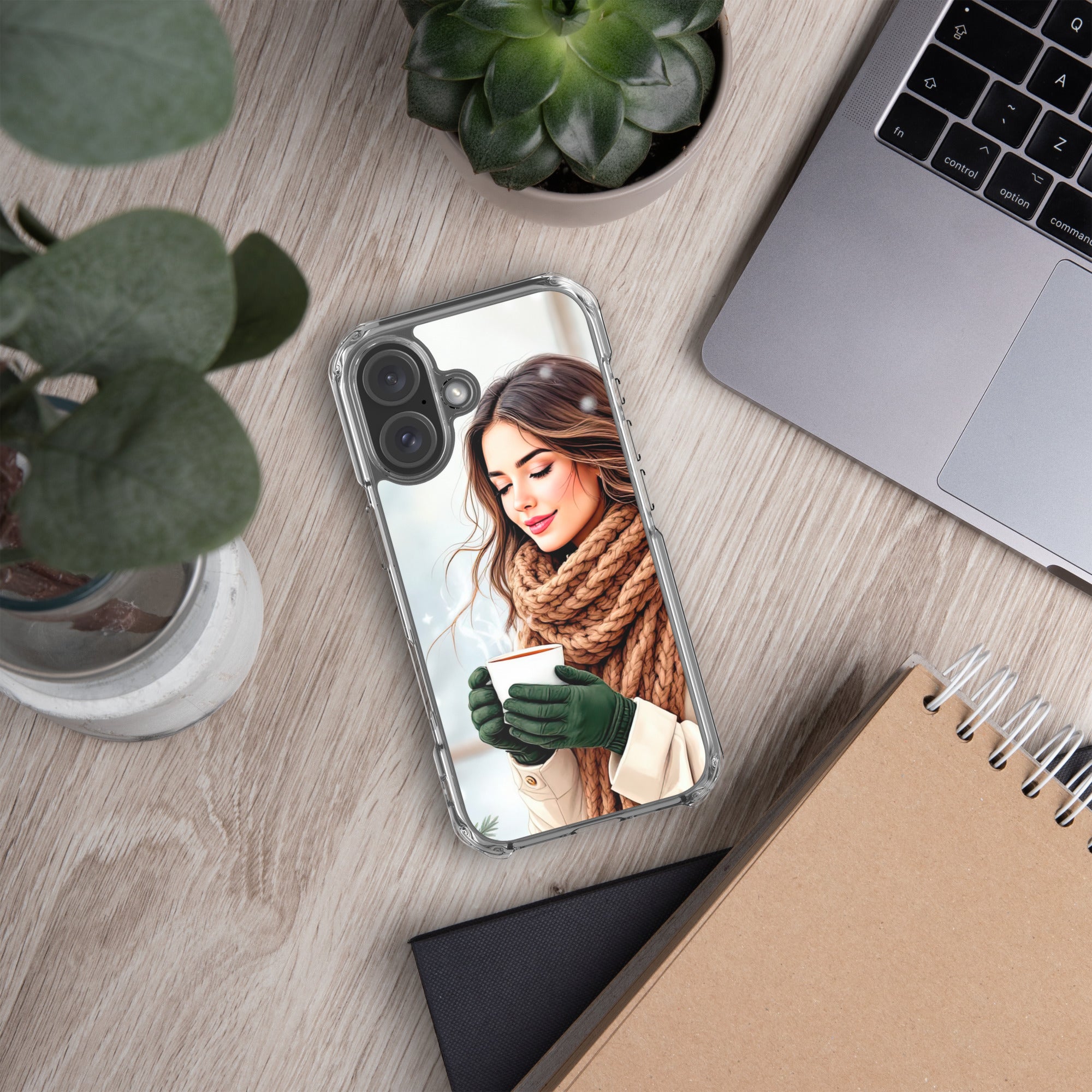 Cozy Winter Moments Clear Case for iPhone 16 - Aesthetic Winter Girl Protective Cover