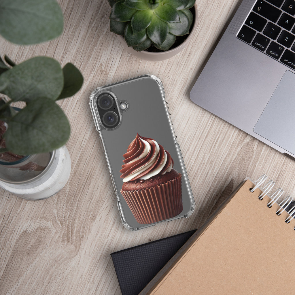 Chocolate Vanilla Swirl Cupcake Clear Case for iPhone 16 - Dessert Aesthetic Protective Cover