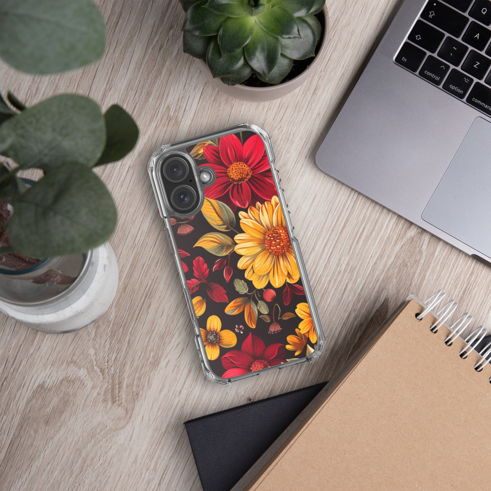 Twilight Flowerfield Clear Case for iPhone 16 - Durable & Stylish Protective Phone Cover