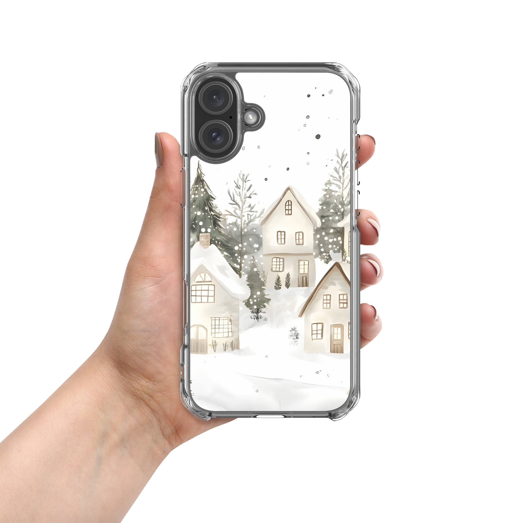 Winter Snow Village Clear Case for iPhone 16 Plus