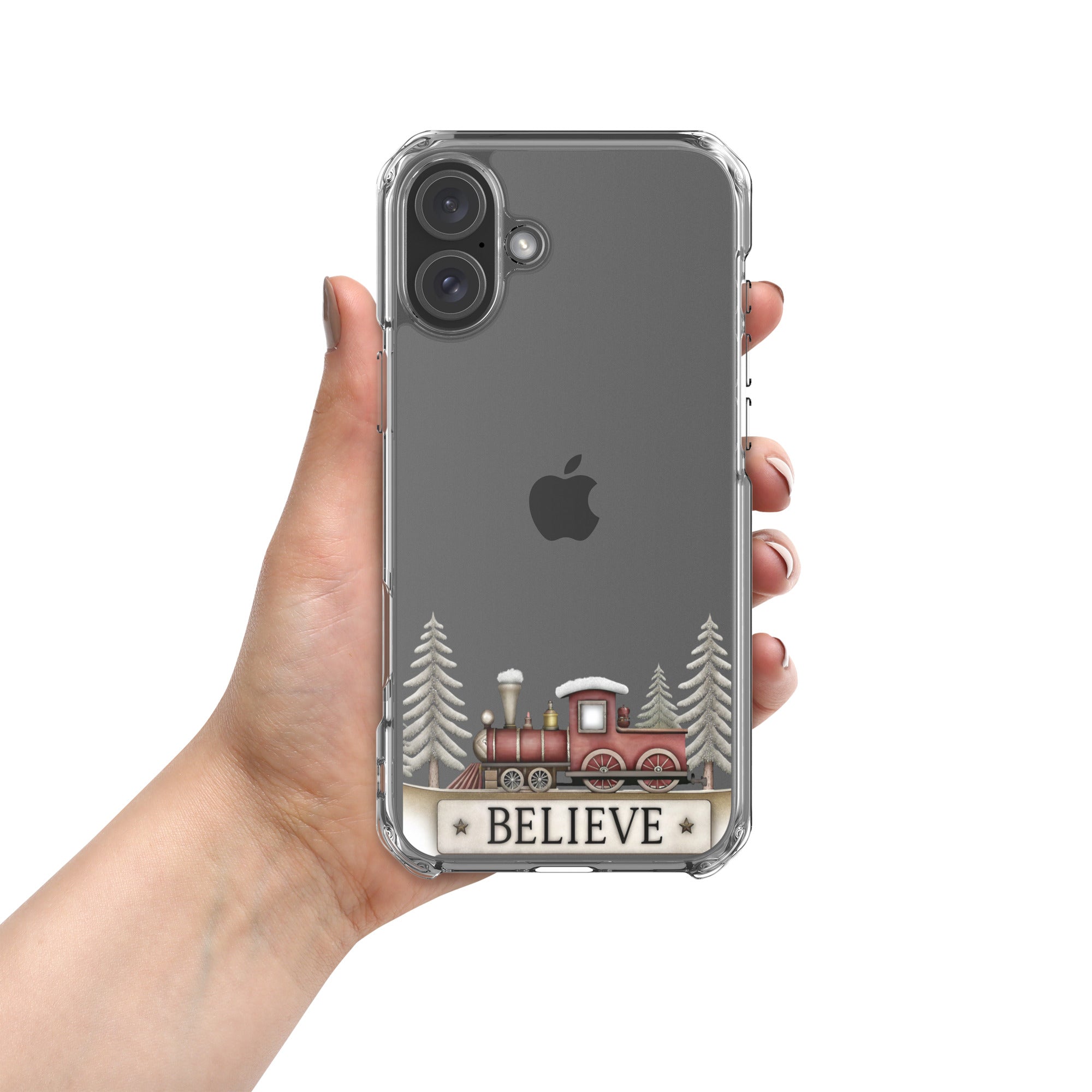 Christmas Believe Train Clear Case for iPhone 16 Plus