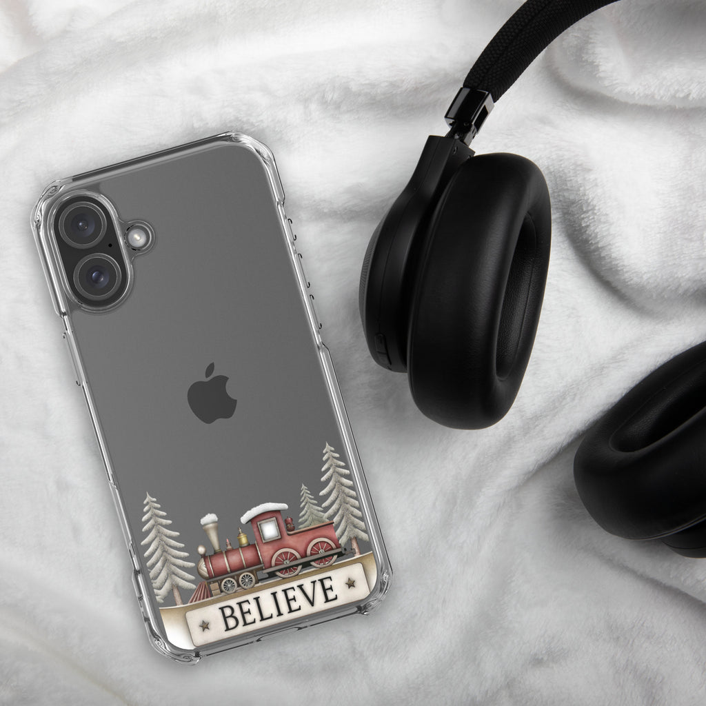 Christmas Believe Train Clear Case for iPhone 16 Plus