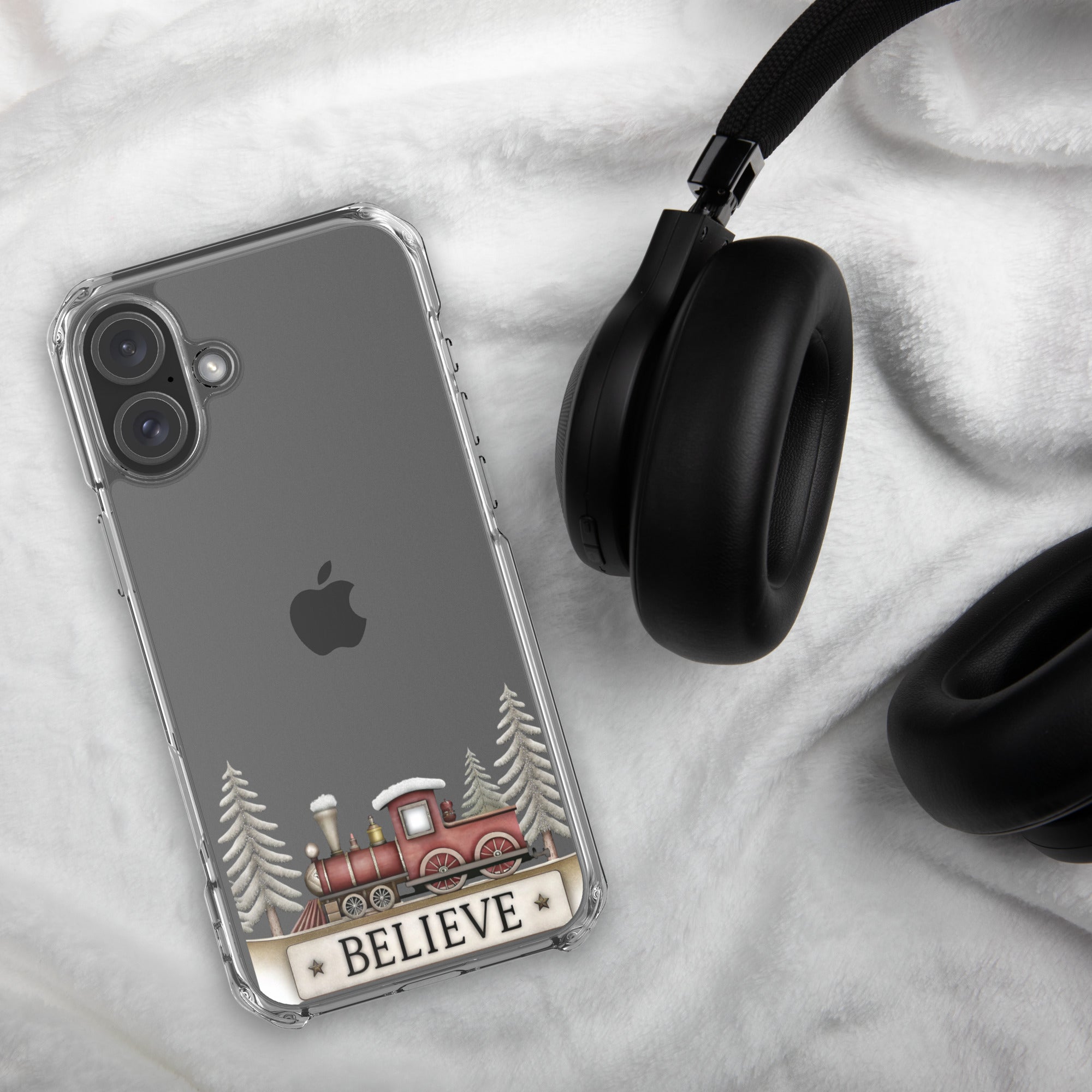 Christmas Believe Train Clear Case for iPhone 16 Plus