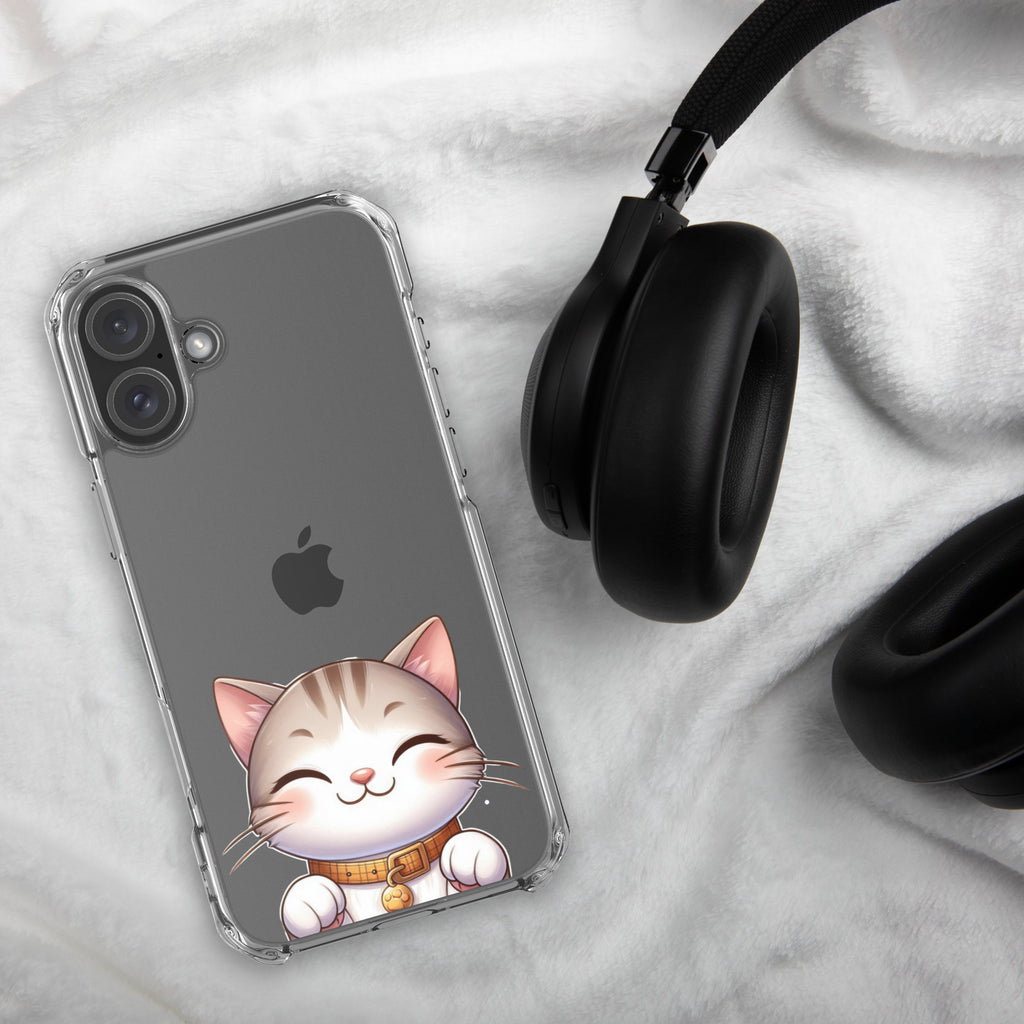 Happy Kitty Clear Case for iPhone 16 Plus