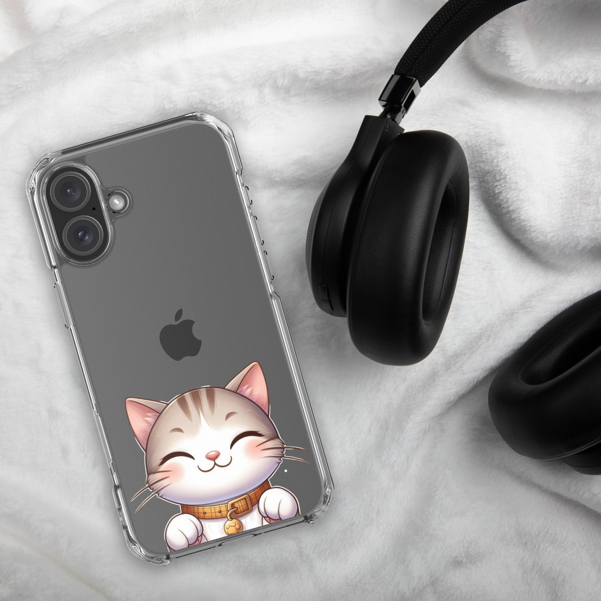 Happy Kitty Clear Case for iPhone 16 Plus