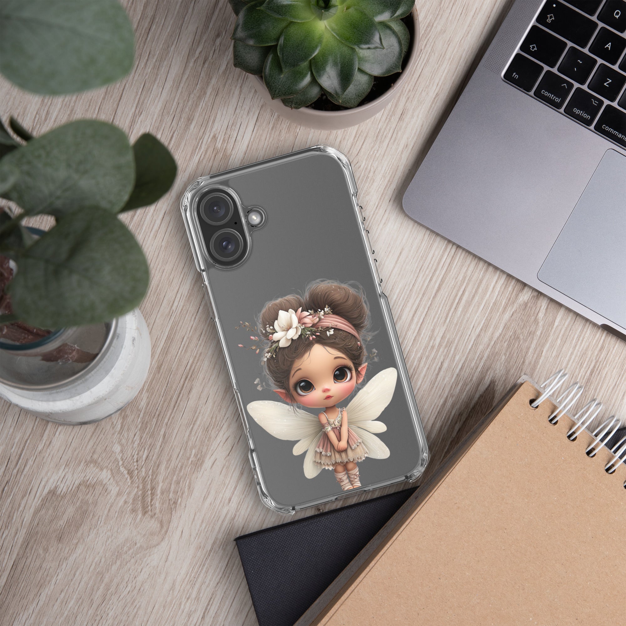 Fairy Blossom Clear Case for iPhone 16 Plus - Cute Fantasy Fairy Protective Phone Cover
