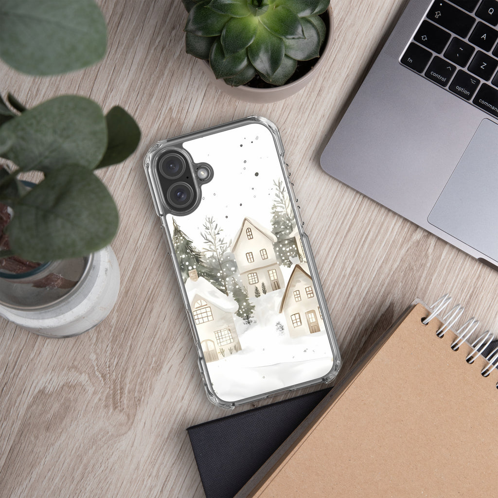Winter Snow Village Clear Case for iPhone 16 Plus