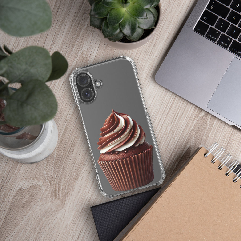 Chocolate Vanilla Swirl Cupcake Clear Case for iPhone 16 Plus