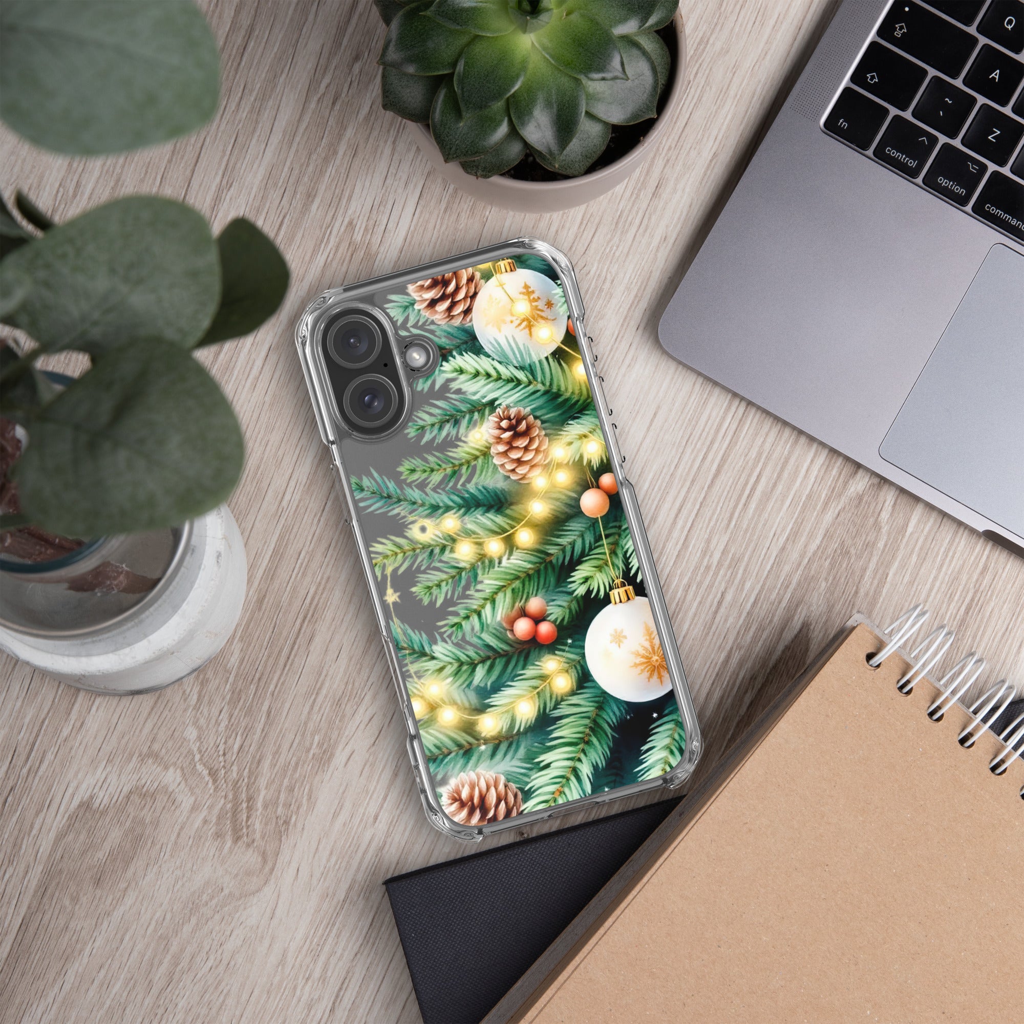 Holiday Pine Glow Clear Case for iPhone 16 Plus