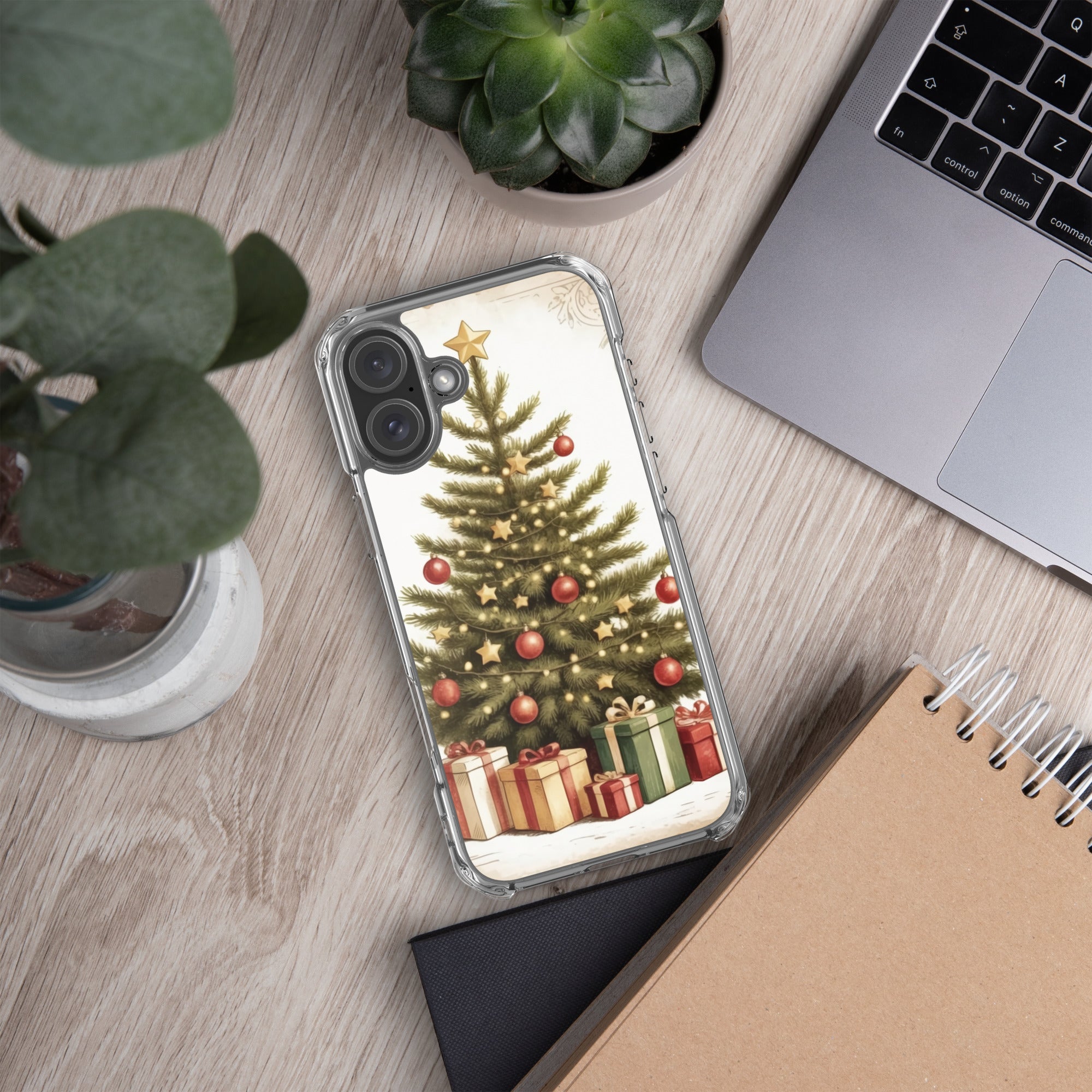 Vintage Christmas Tree Clear Case for iPhone 16 Plus