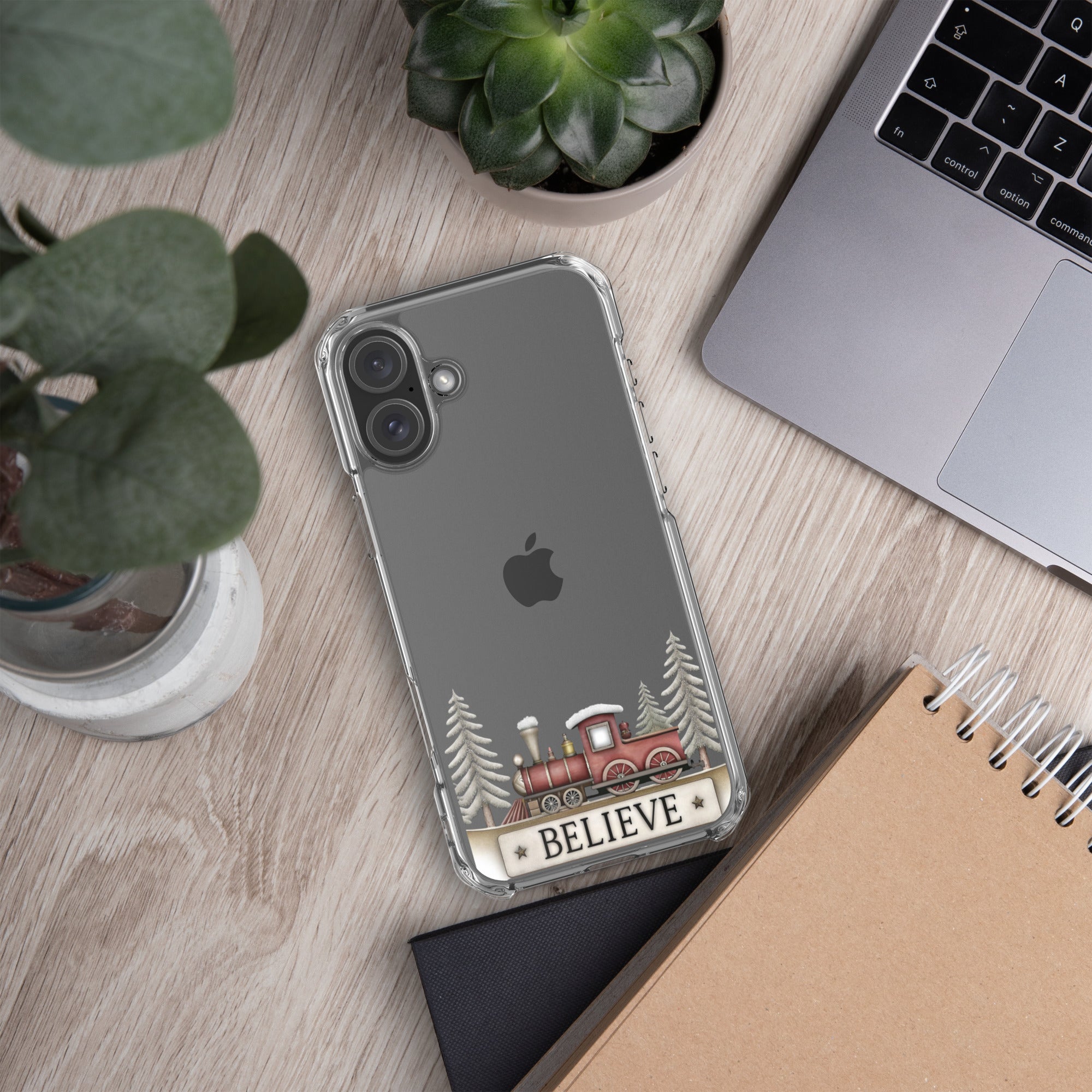 Christmas Believe Train Clear Case for iPhone 16 Plus