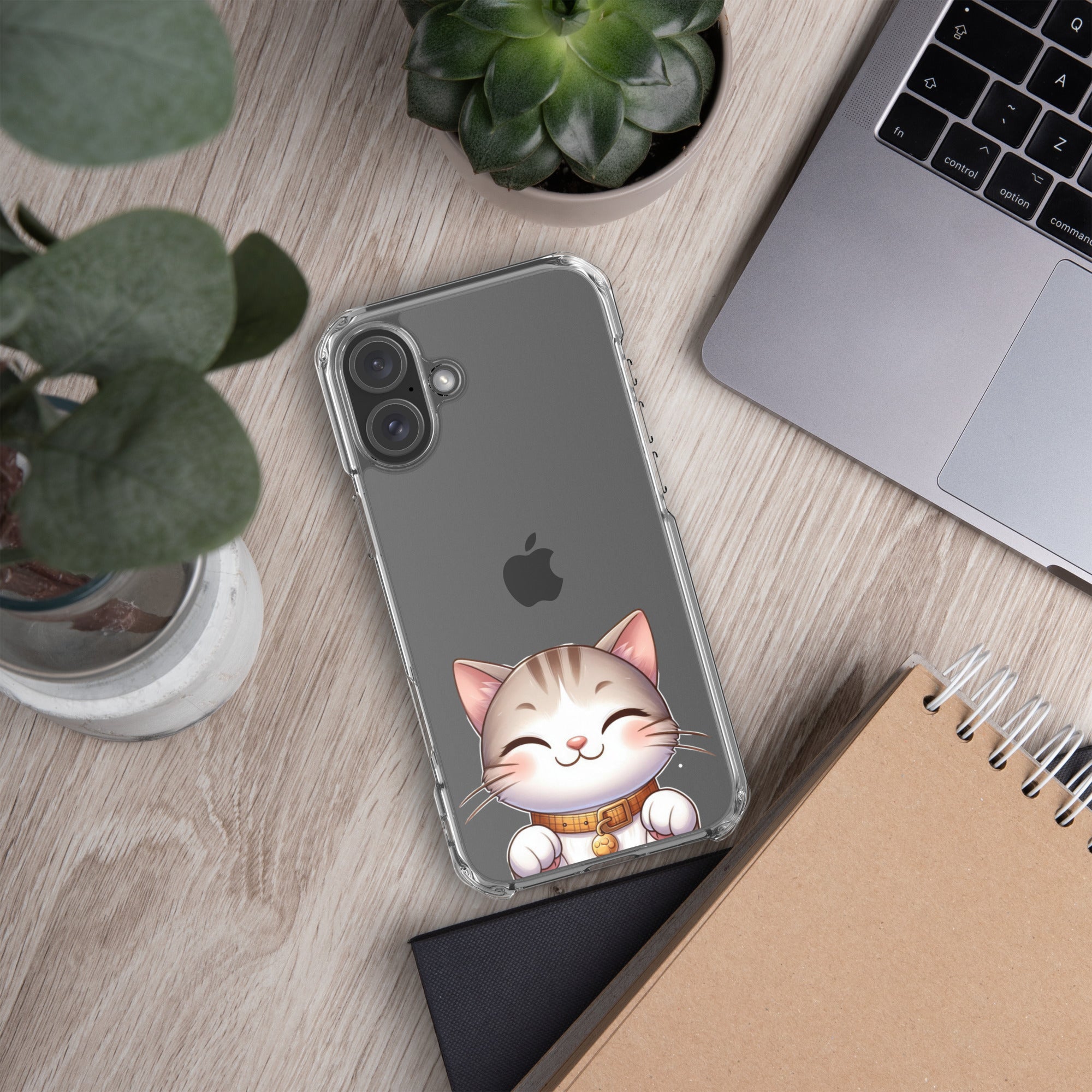 Happy Kitty Clear Case for iPhone 16 Plus