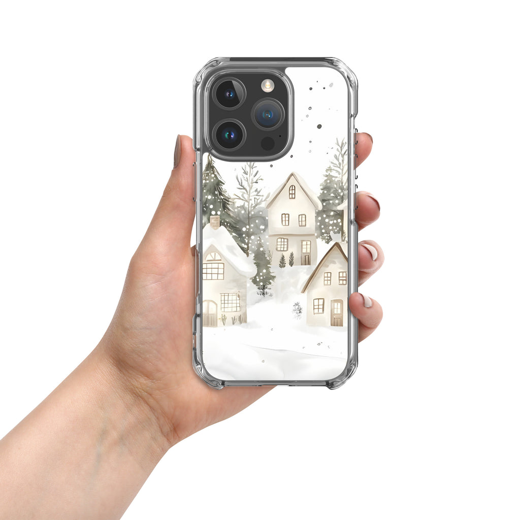Winter Snow Village Clear Case for iPhone 16 Pro - Durable & Stylish Protective Phone Cover