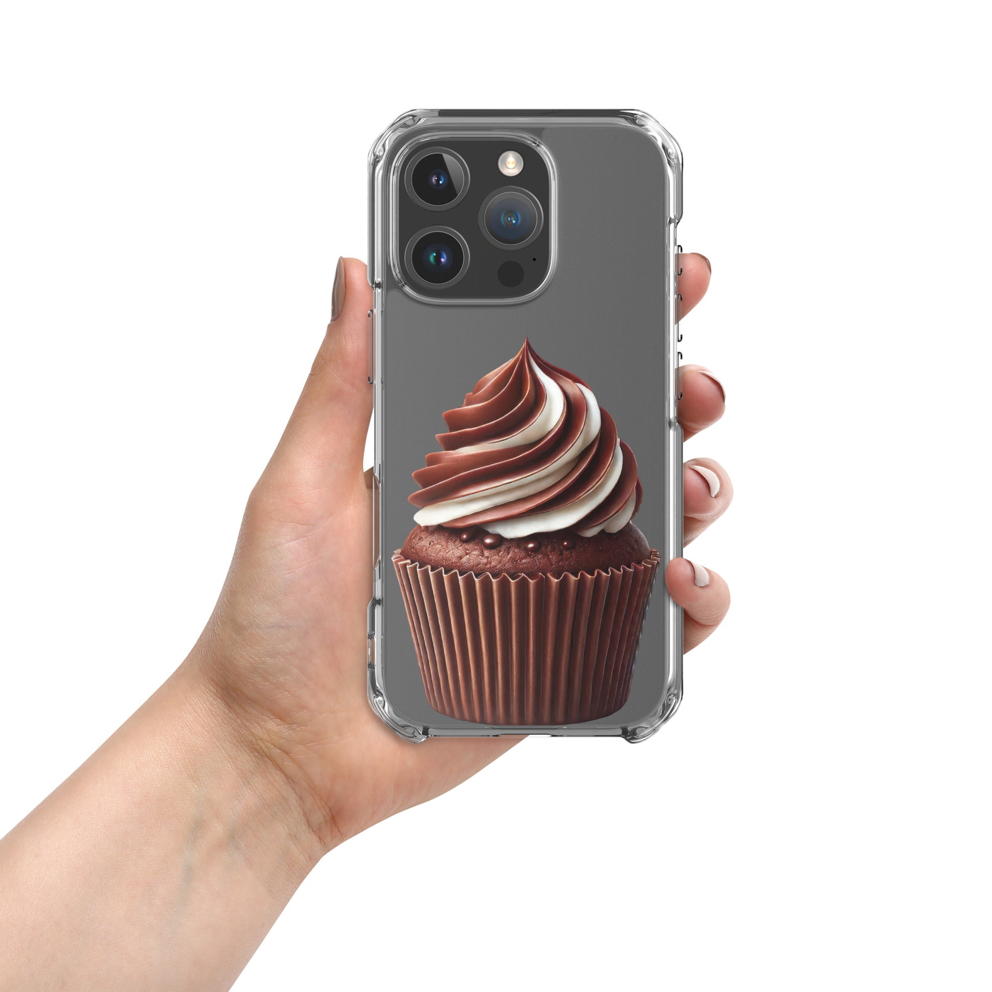 Chocolate Vanilla Swirl Cupcake Clear Case for iPhone 16 Pro - Dessert Aesthetic Protective Cover