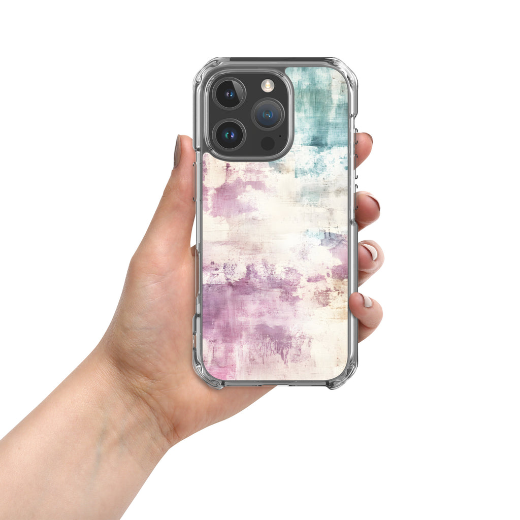 Pastel Abstract Brushstroke Clear Case for iPhone 16 Pro - Artistic Pastel Pattern Protective Cover