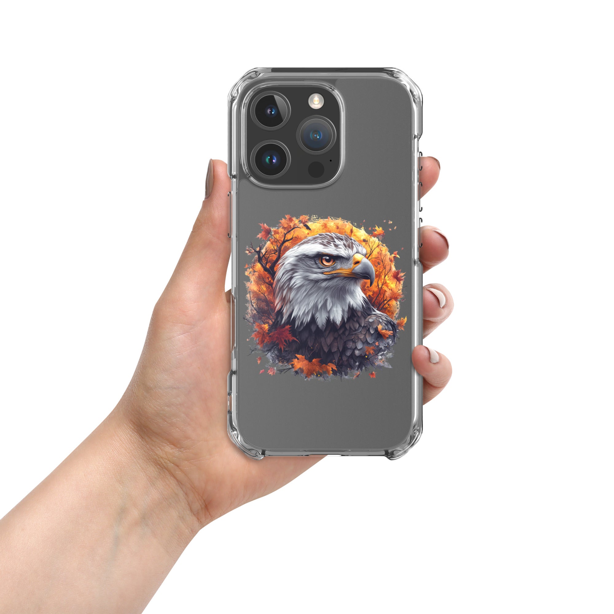 Autumn Eagle Spirit Clear Case for iPhone 16 Pro - Bald Eagle Fall Aesthetic Protective Cover