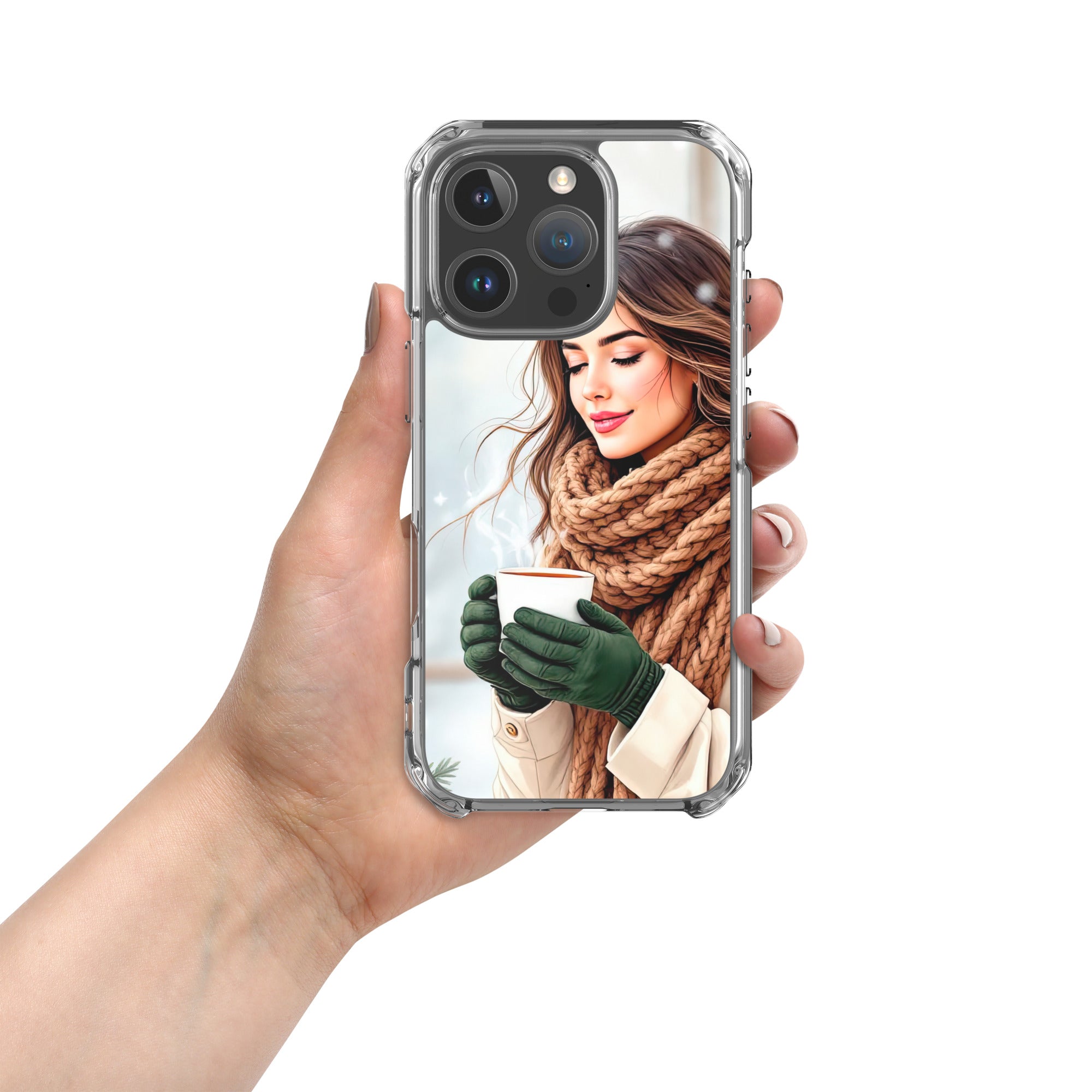 Cozy Winter Moments Clear Case for iPhone 16 Pro - Aesthetic Winter Girl Protective Cover