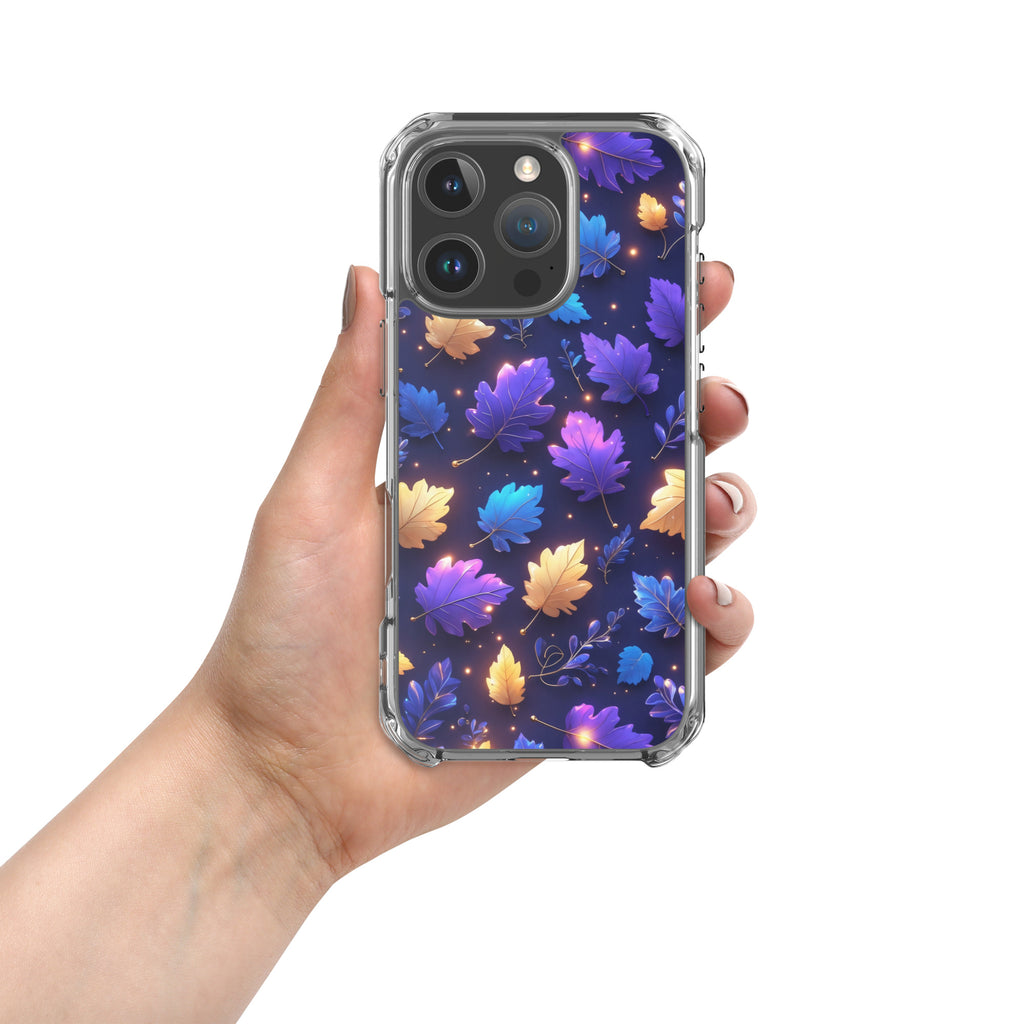Neon Autumn Glow Clear Case for iPhone 16 Pro - Vibrant Fall Leaves Luminous Protective Cover