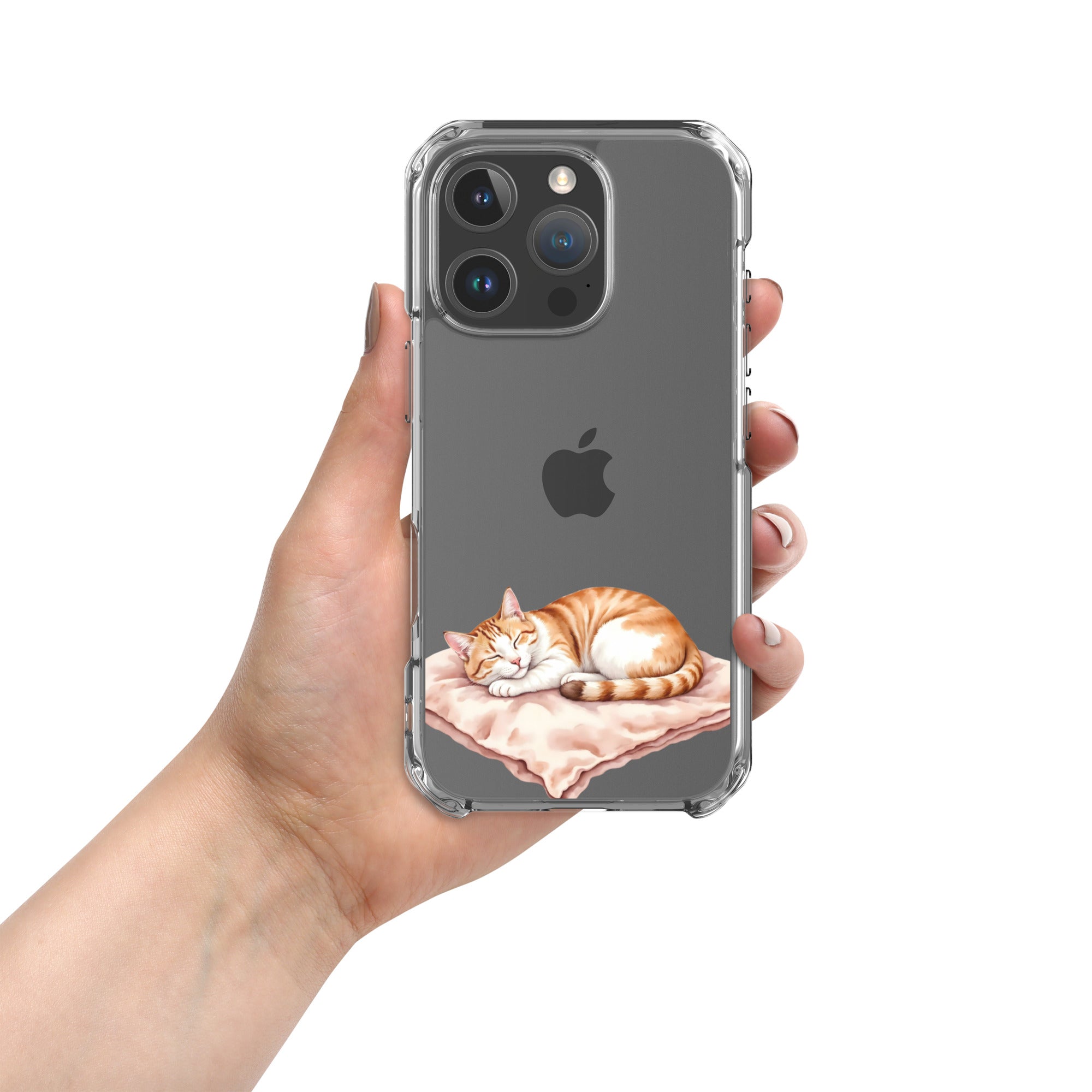 Sleepy Cat on Pillow Clear Case for iPhone 16 Pro