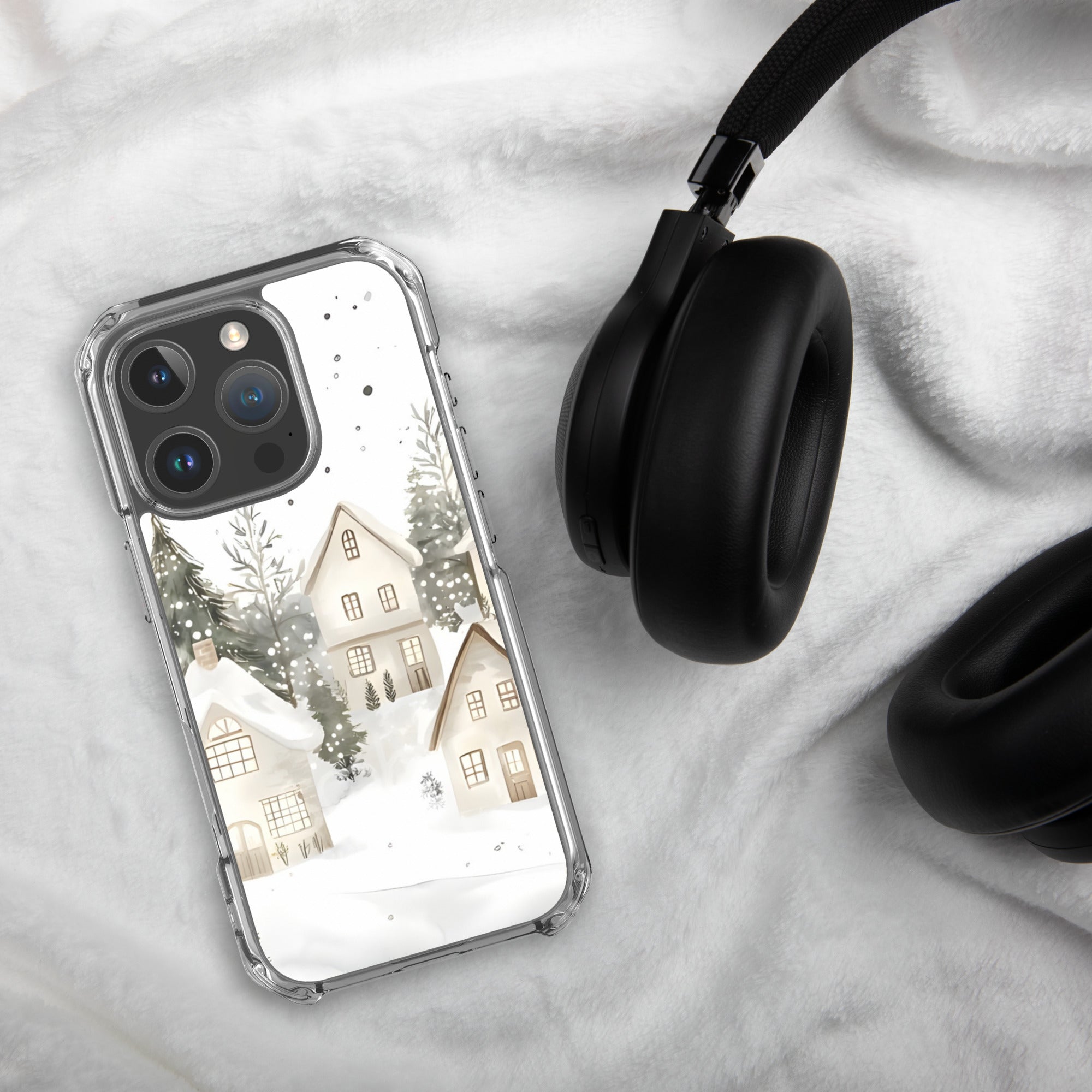Winter Snow Village Clear Case for iPhone 16 Pro - Durable & Stylish Protective Phone Cover