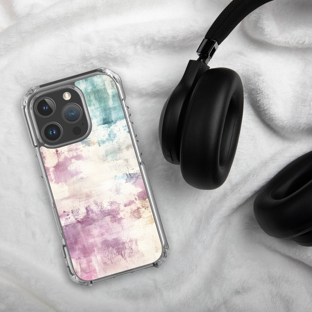 Pastel Abstract Brushstroke Clear Case for iPhone 16 Pro - Artistic Pastel Pattern Protective Cover