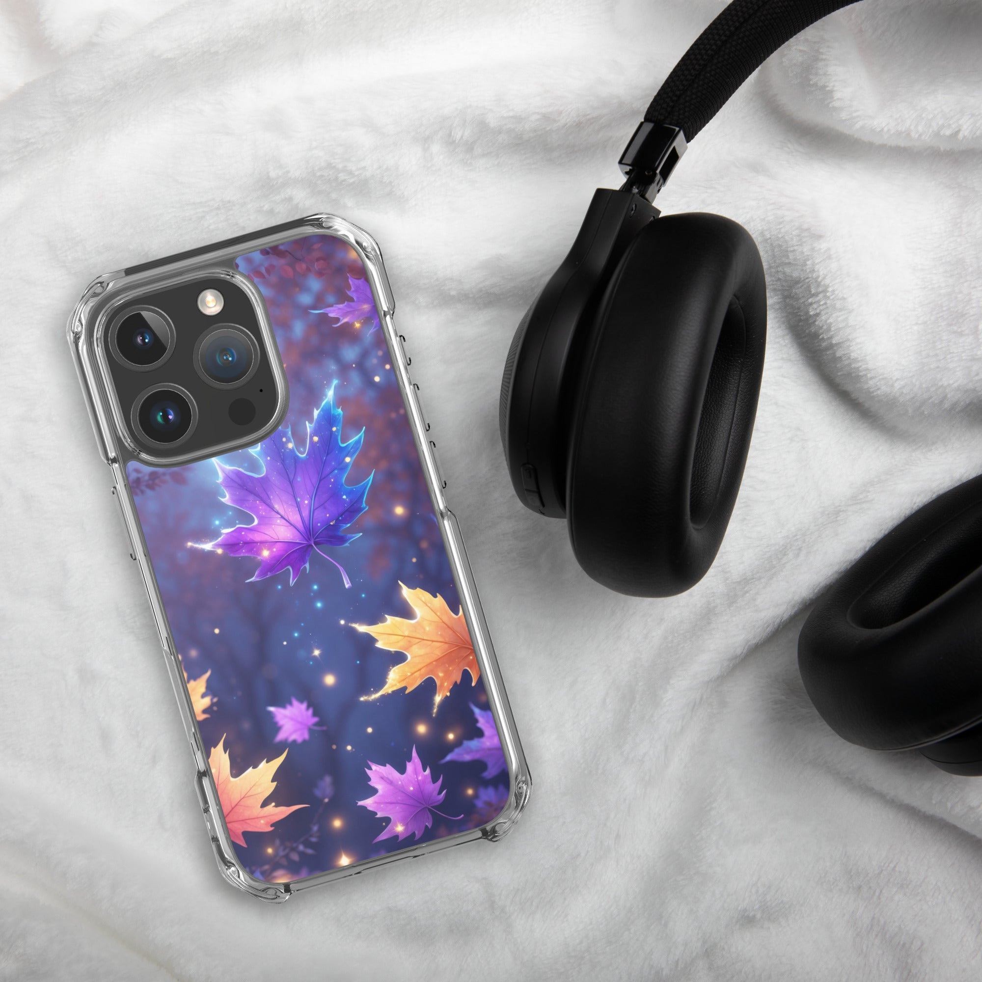 Enchanted Autumn Leaves Clear Case for iPhone 16 Pro - Fantasy Fall Maple Leaf Protective Cover